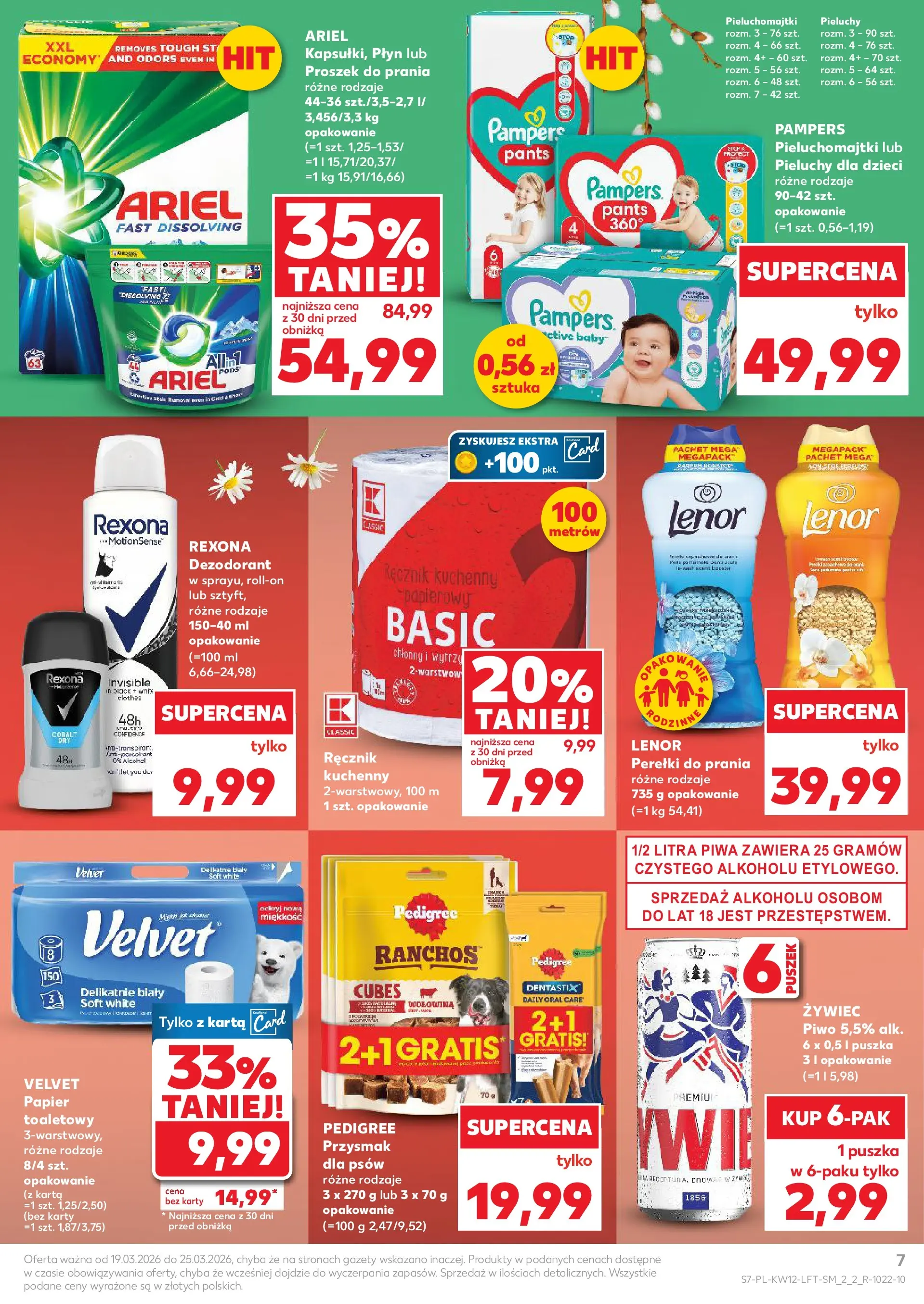 Kaufland gazetka od 19.03.2026 - od jutra PDF | Strona: 7 | Produkty: Karta, Ariel, Piwo, Dezodorant