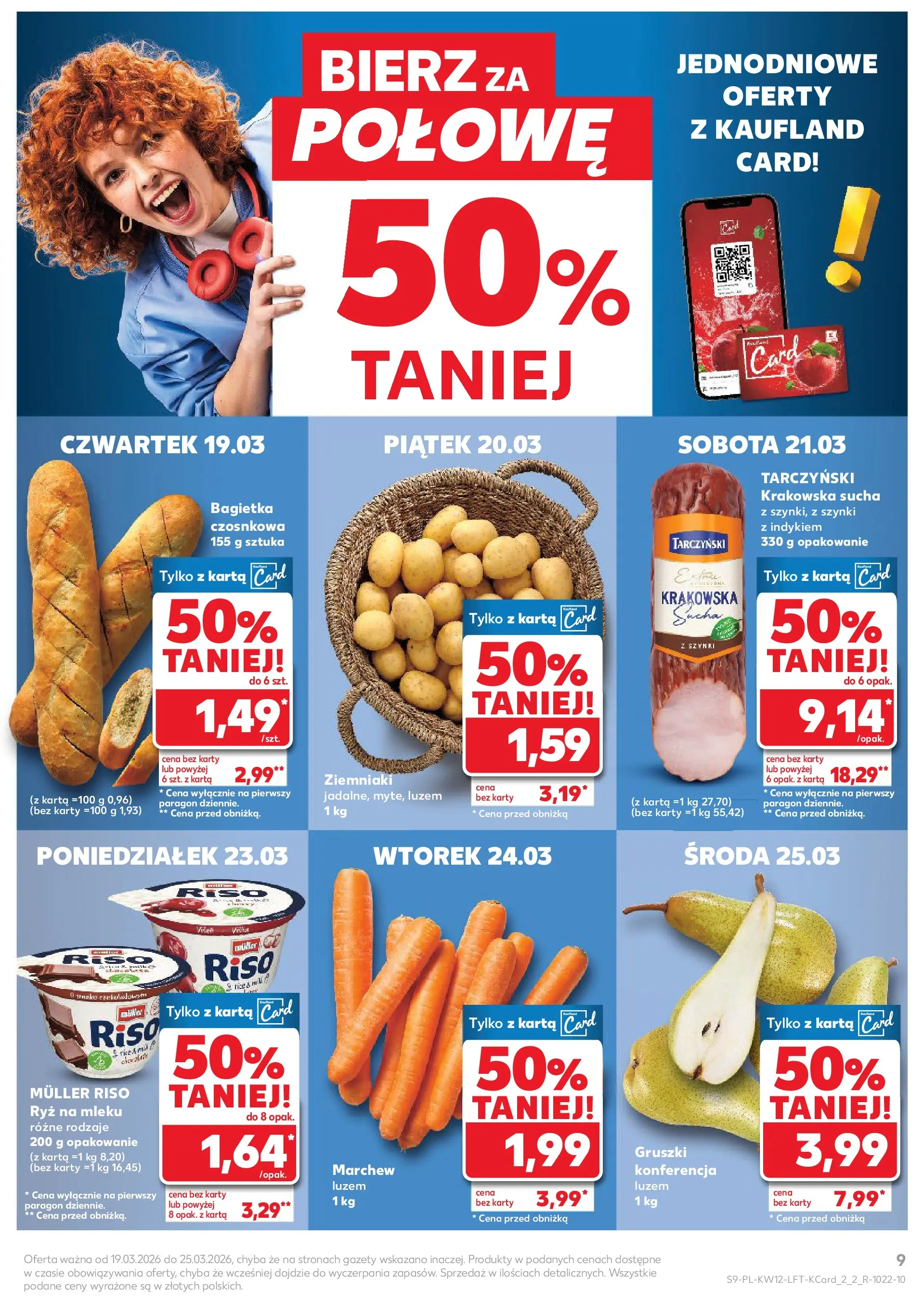 Kaufland gazetka od 19.03.2026 - od jutra PDF | Strona: 9 | Produkty: Karta, Bagietka, Ryż, Ziemniaki