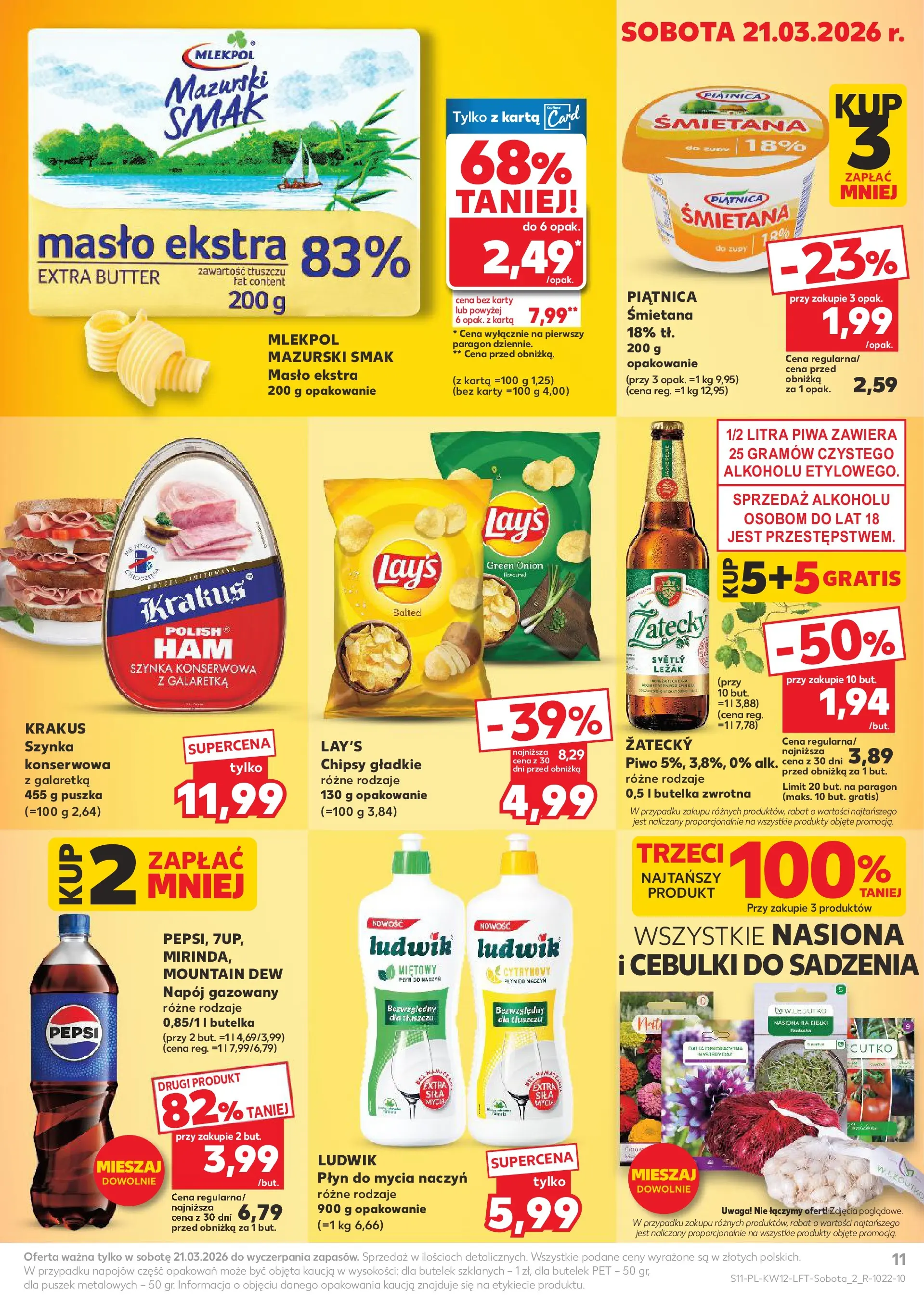 Kaufland gazetka od 19.03.2026 - od jutra PDF | Strona: 11 | Produkty: Chipsy, Galaretka, Masło, Płyn do mycia naczyń