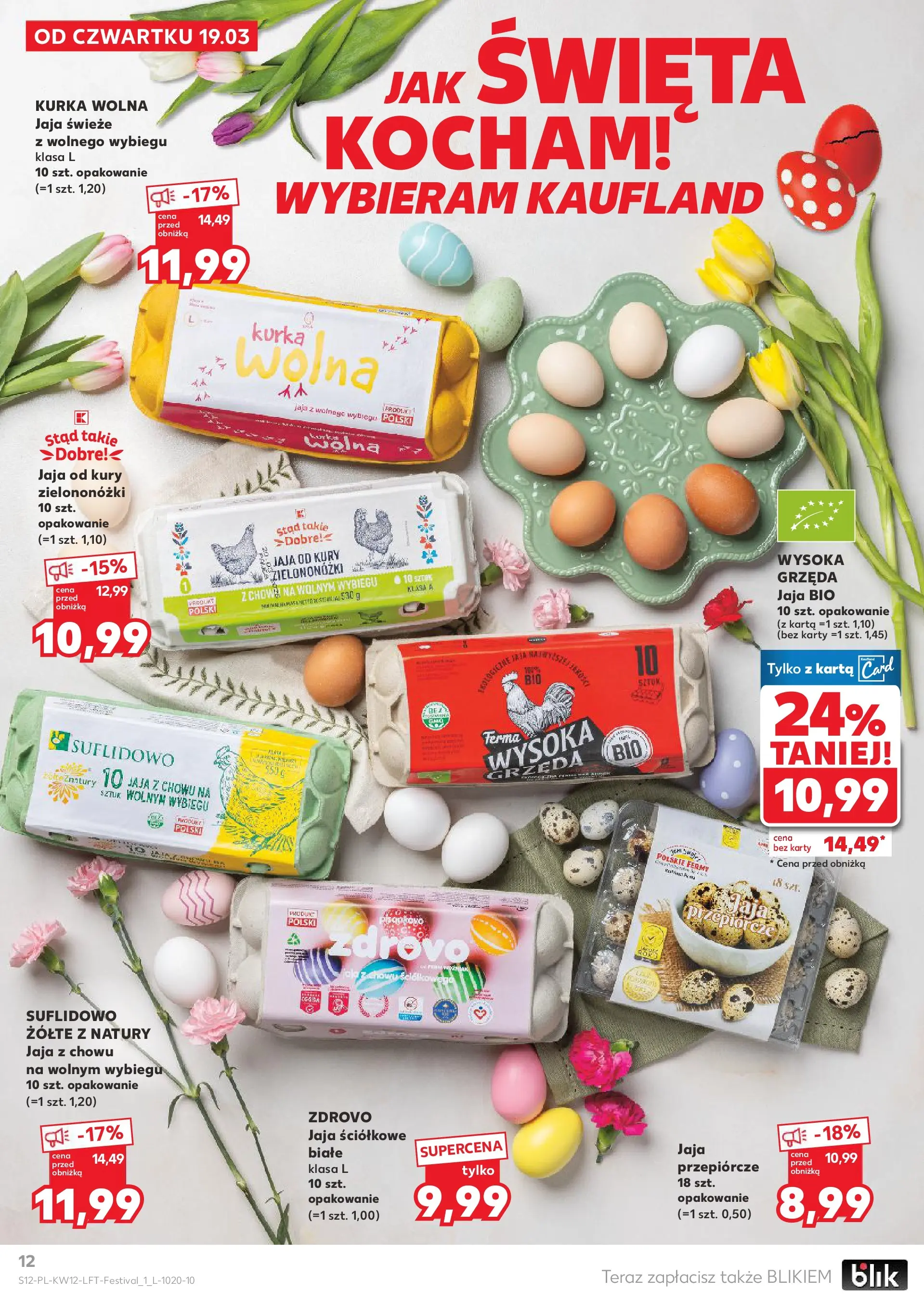 Kaufland gazetka od 19.03.2026 - od jutra PDF | Strona: 12 | Produkty: Karta, Jaja