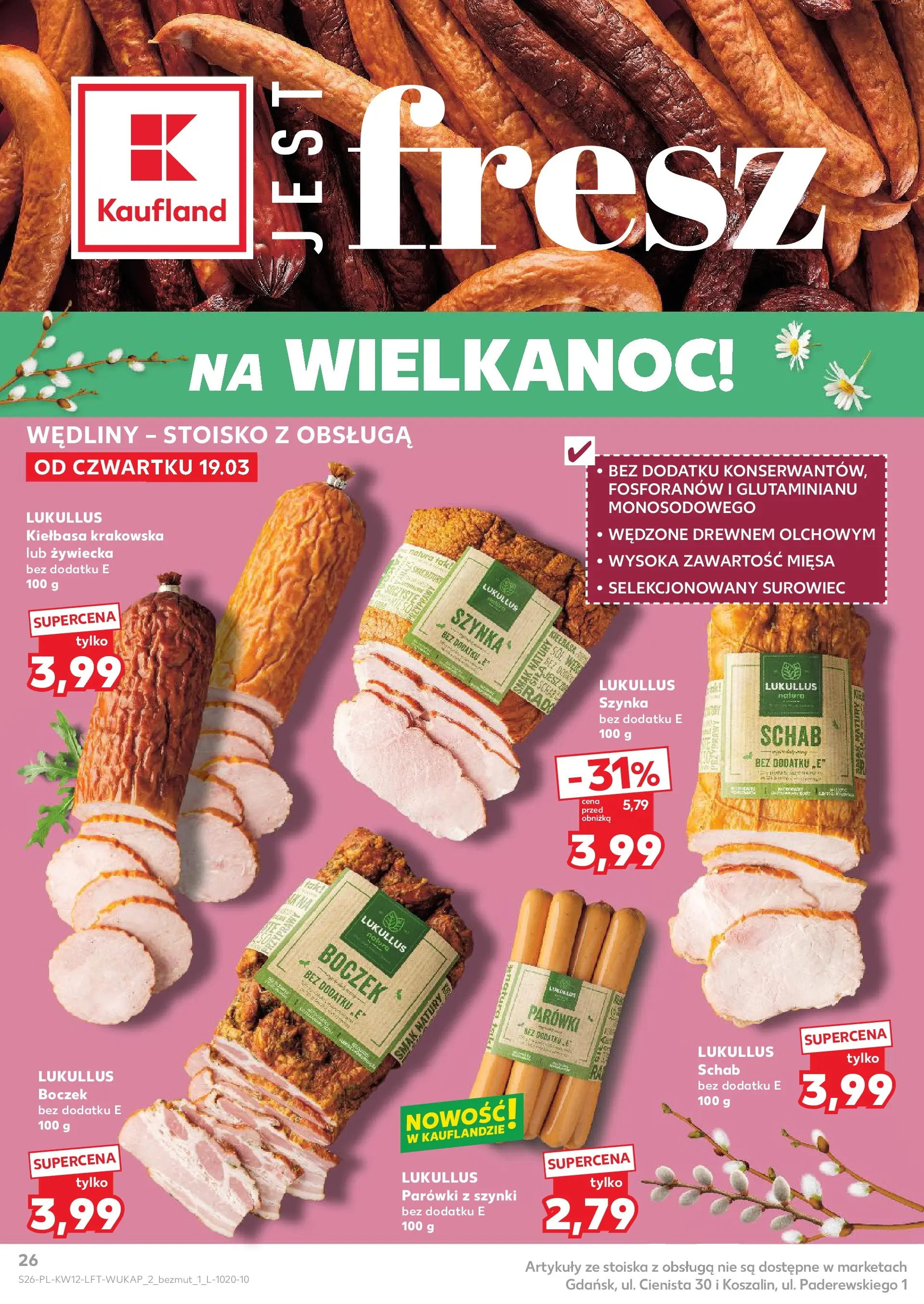 Kaufland gazetka od 19.03.2026 - od jutra PDF | Strona: 26 | Produkty: Kiełbasa, Parówki, Kiełbasa krakowska, Wędliny