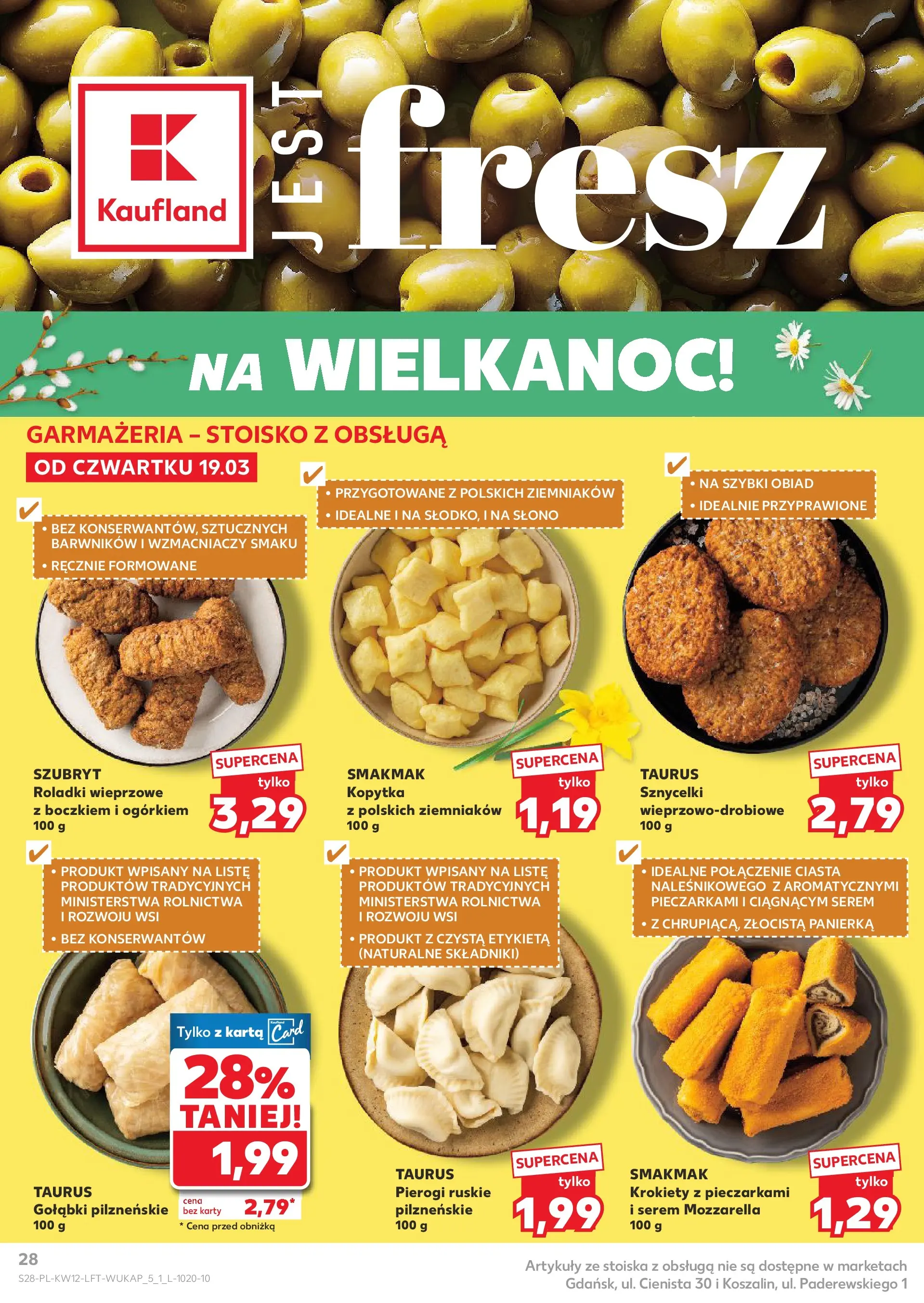 Kaufland gazetka od 19.03.2026 - od jutra PDF | Strona: 28 | Produkty: Karta, Pierogi, Mozzarella, Kopytka