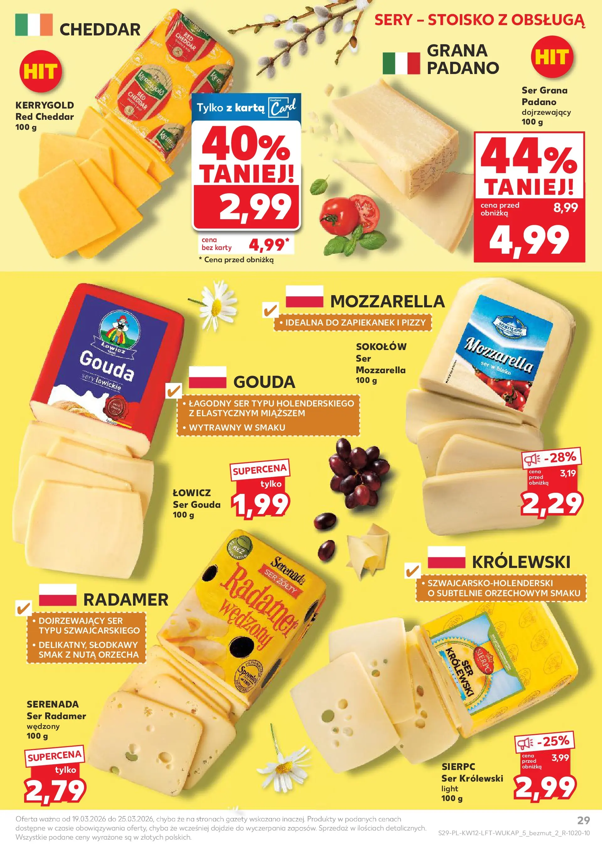 Kaufland gazetka od 19.03.2026 - od jutra PDF | Strona: 29 | Produkty: Karta, Ser, Mozzarella, Ser gouda