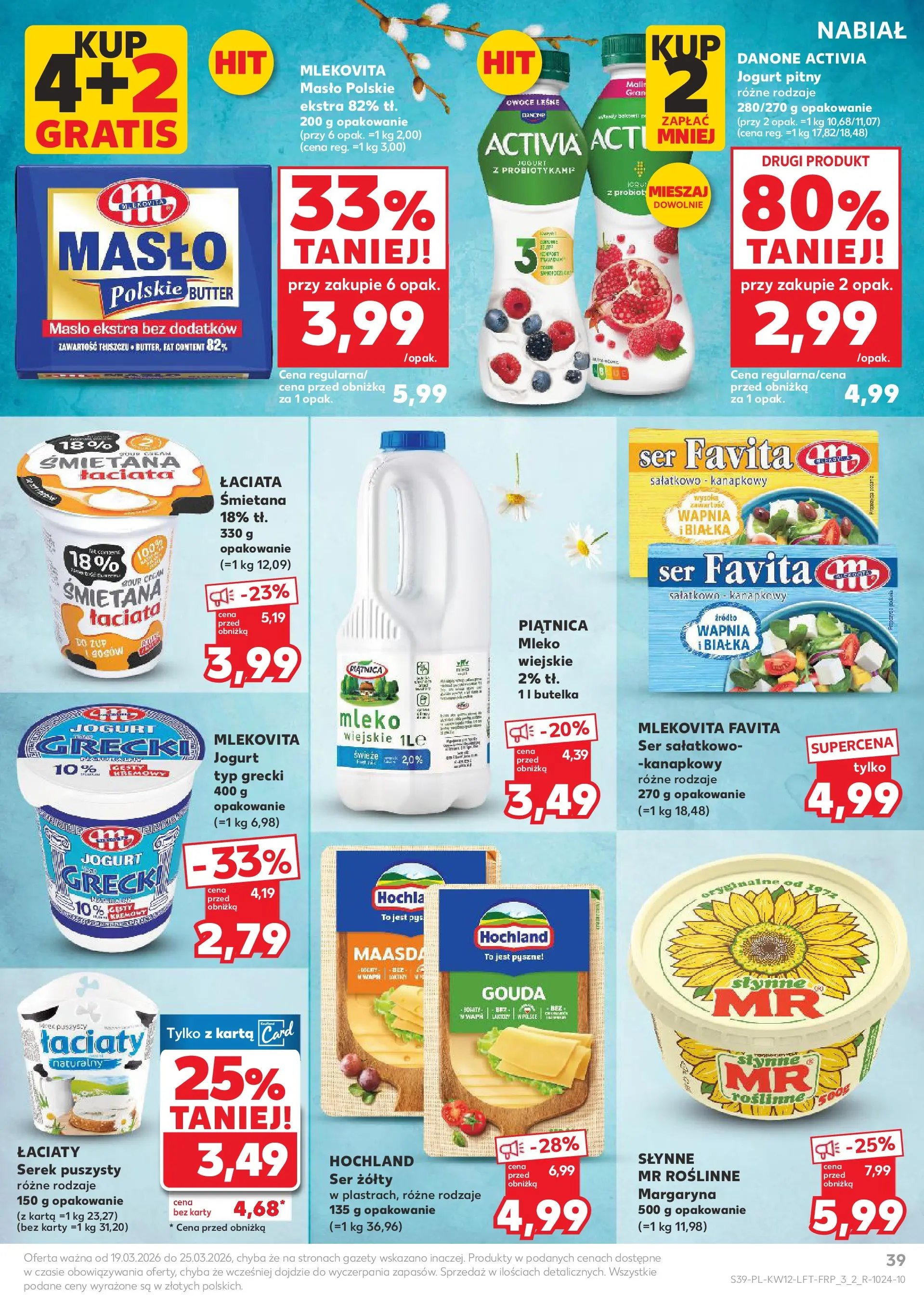 Kaufland gazetka od 19.03.2026 - od jutra PDF | Strona: 39 | Produkty: Karta, Ser favita, Serek, Ser
