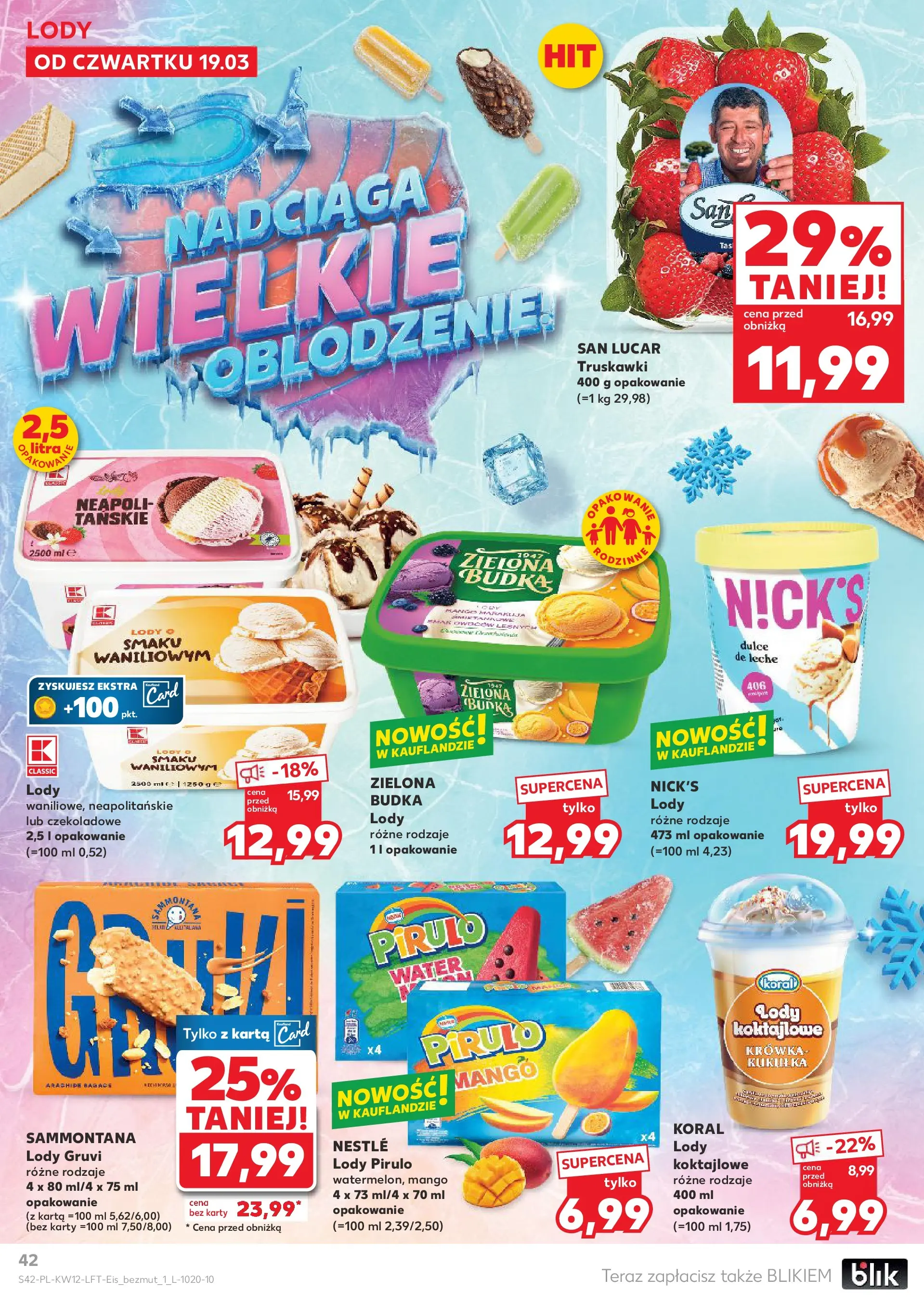 Kaufland gazetka od 19.03.2026 - od jutra PDF | Strona: 42 | Produkty: Mango, Karta, Truskawki, Lody