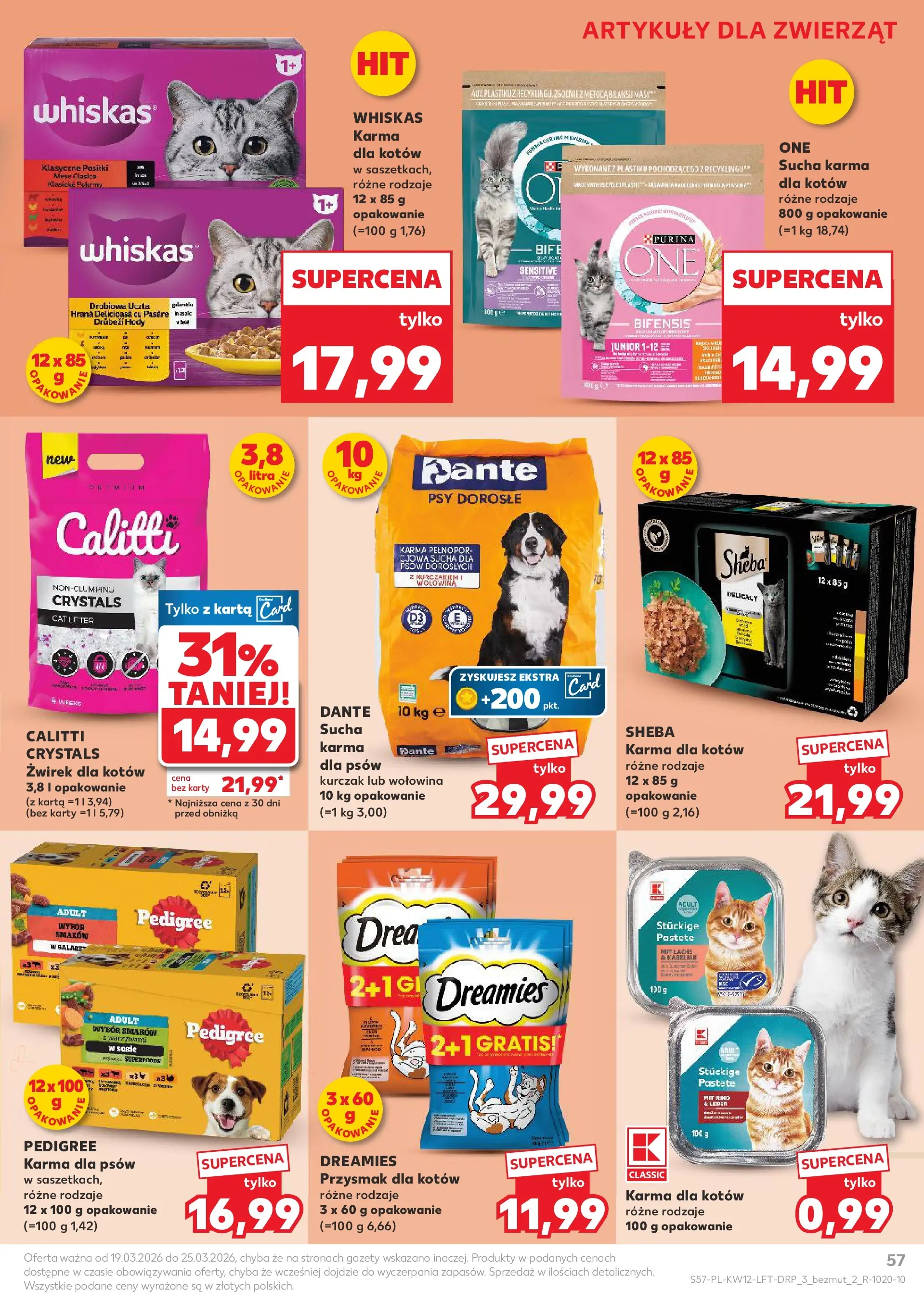 Kaufland gazetka od 19.03.2026 - od jutra PDF | Strona: 57 | Produkty: Kurczak, Pedigree, Karma dla kotów, Wołowina