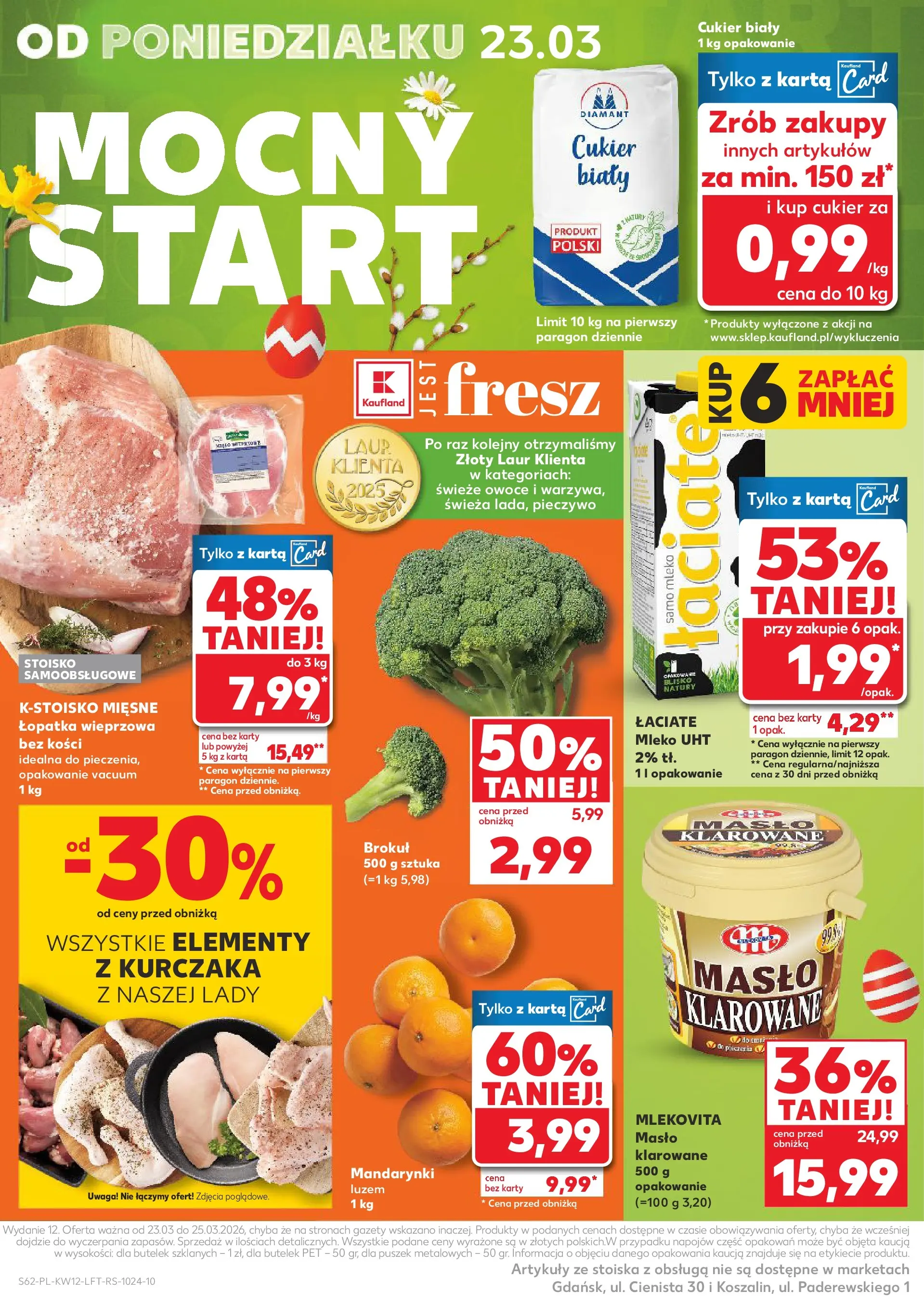 Kaufland gazetka od 19.03.2026 - od jutra PDF | Strona: 62 | Produkty: Brokuł, Łopatka wieprzowa, Mandarynki, Cukier