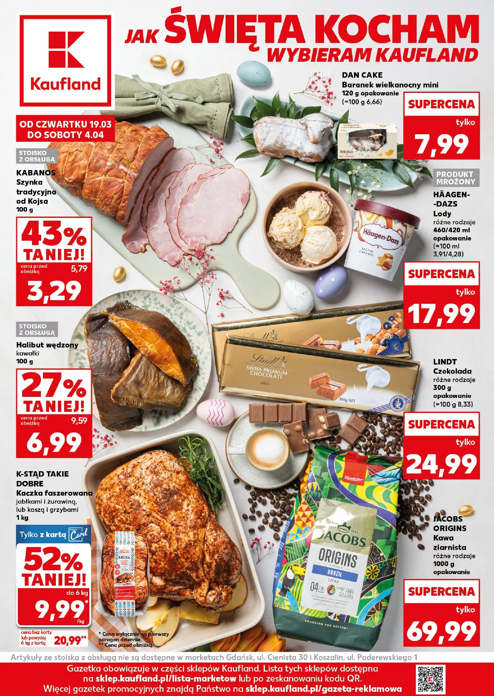 Kaufland gazetka - Wielkanoc od 19.03.2026 - od jutra PDF | Strona: 1 | Produkty: Karta, Halibut, Kawa, Lody