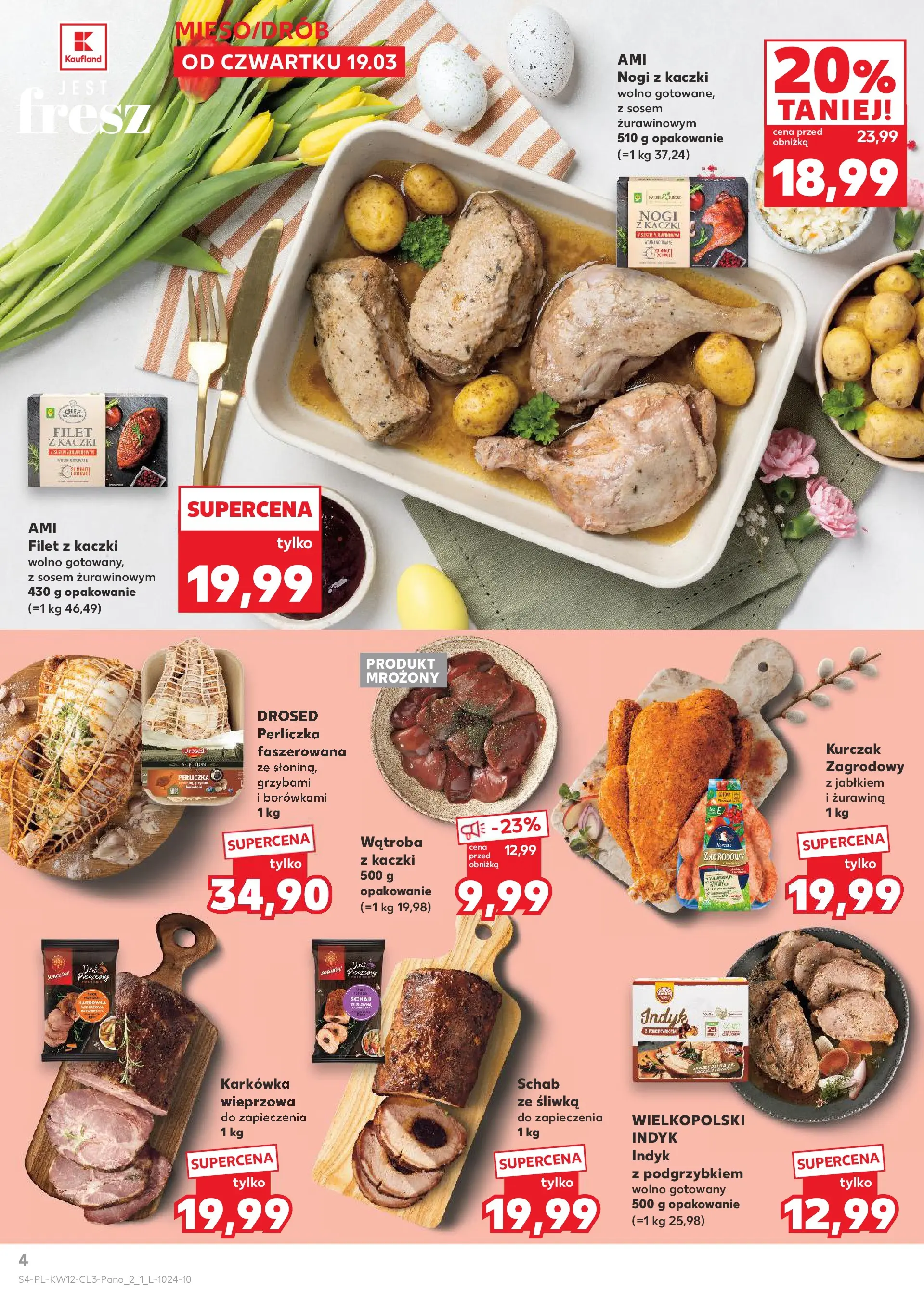 Kaufland gazetka - Wielkanoc od 19.03.2026 - od jutra PDF | Strona: 4 | Produkty: Karkówka, Kurczak, Schab, Żurawina