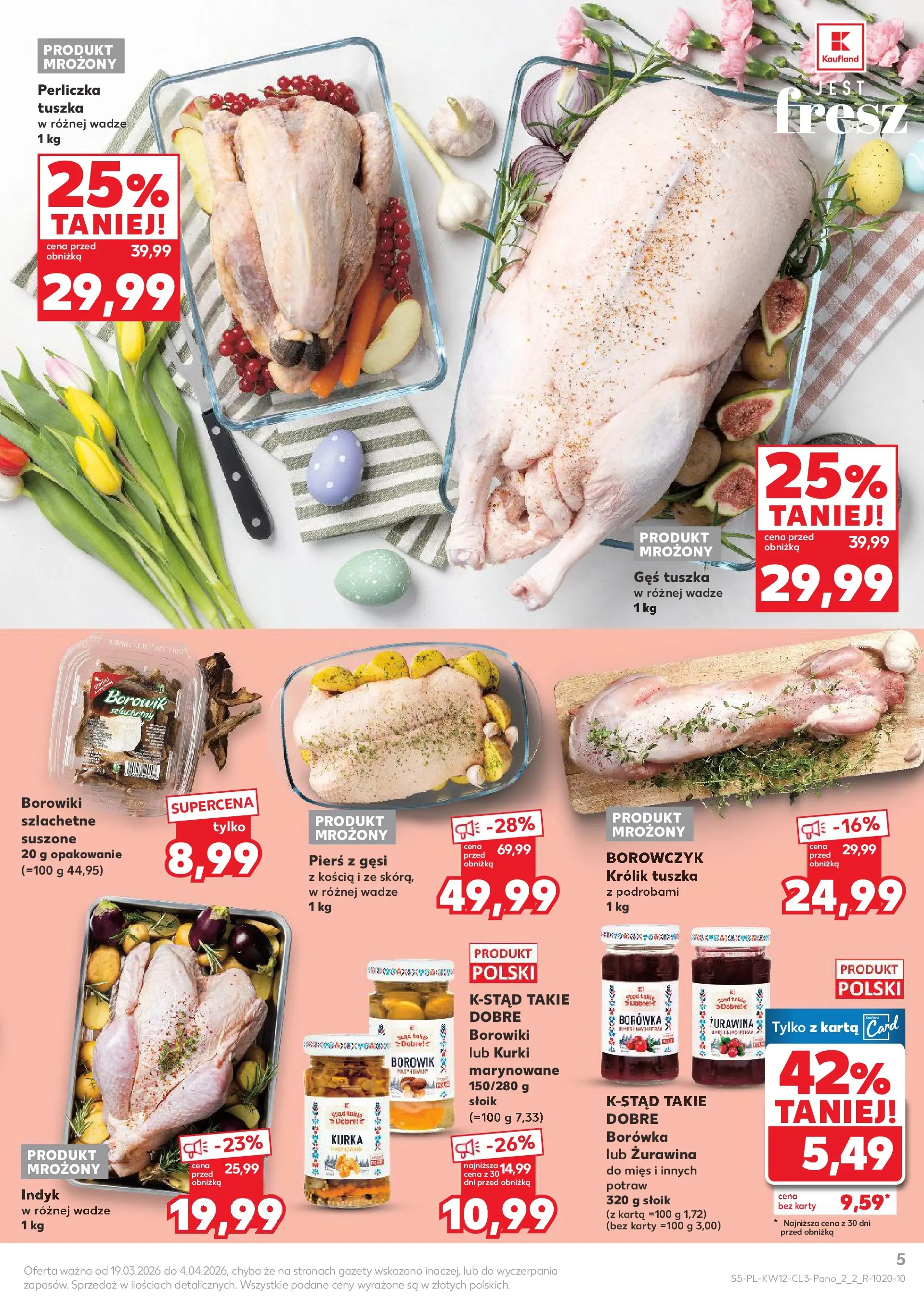 Kaufland gazetka - Wielkanoc od 19.03.2026 - od jutra PDF | Strona: 5 | Produkty: Karta, Pierś z gęsi, Żurawina, Perliczka