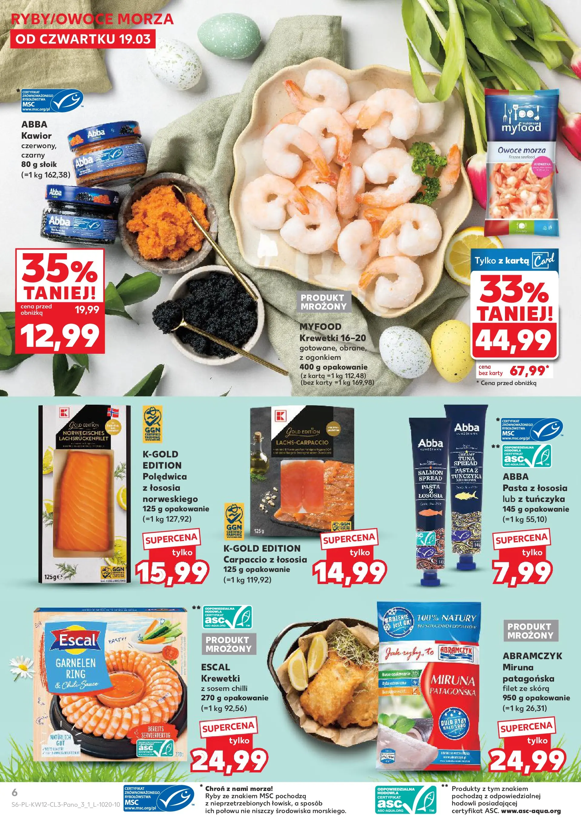 Kaufland gazetka - Wielkanoc od 19.03.2026 - od jutra PDF | Strona: 6 | Produkty: Miruna, Carpaccio, Kawior, Owoce morza
