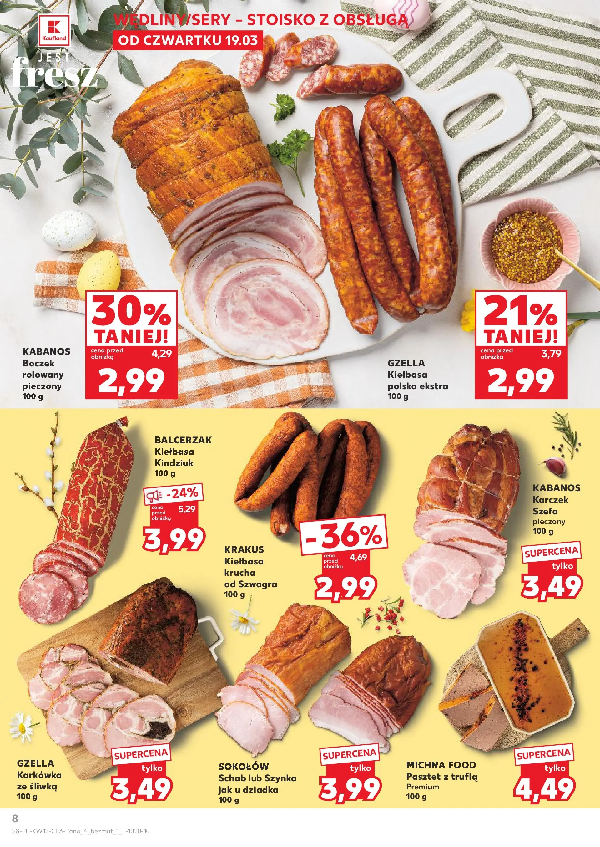Kaufland gazetka - Wielkanoc od 19.03.2026 - od jutra PDF | Strona: 8 | Produkty: Kiełbasa, Schab, Boczek, Kindziuk