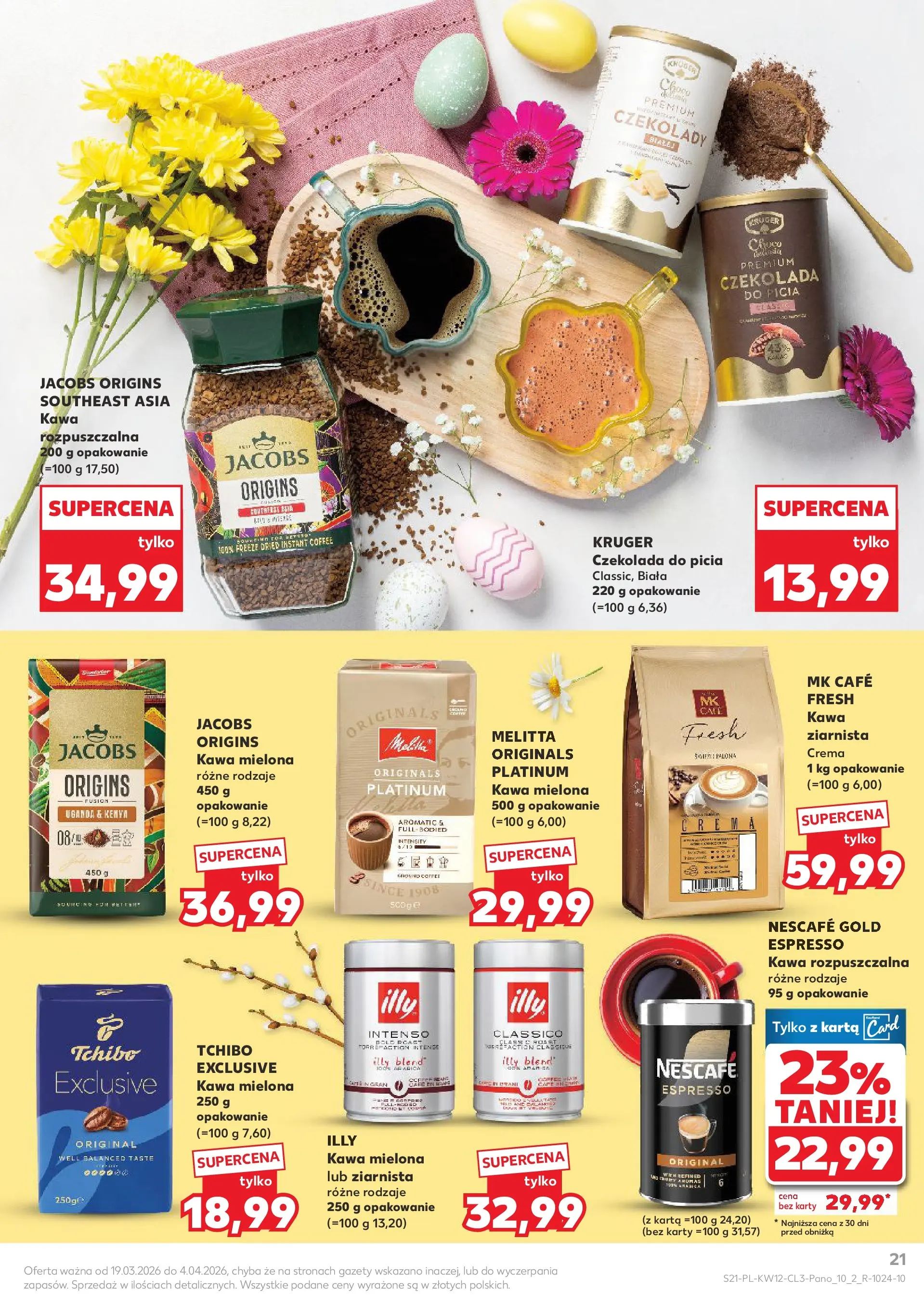 Kaufland gazetka - Wielkanoc od 19.03.2026 - od jutra PDF | Strona: 21 | Produkty: Karta, Czekolady, Czekolada do picia, Kawa