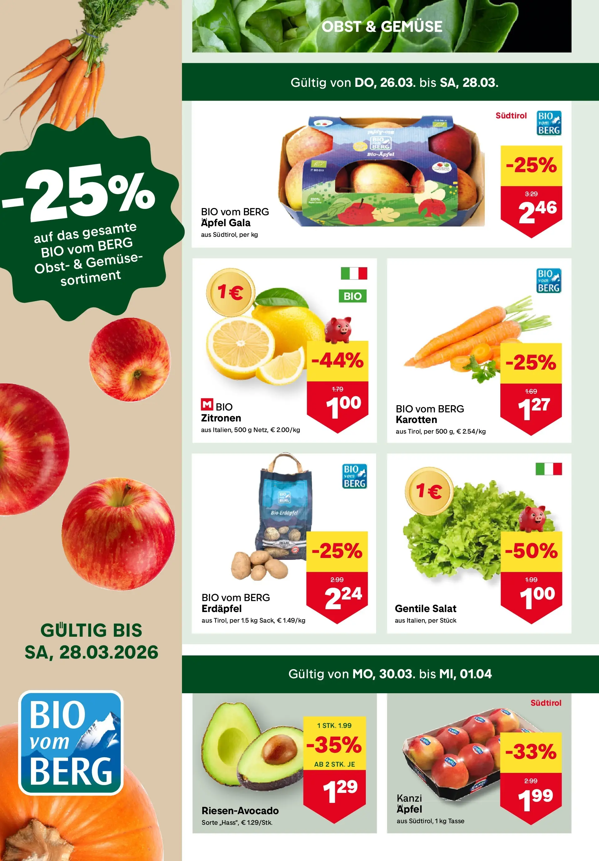 MPREIS St.Gallenkirch von 25.03.2026 - Aktuelle Angebote | Seite: 2 | Produkte: Salat, Gemüse, Obst, Äpfel