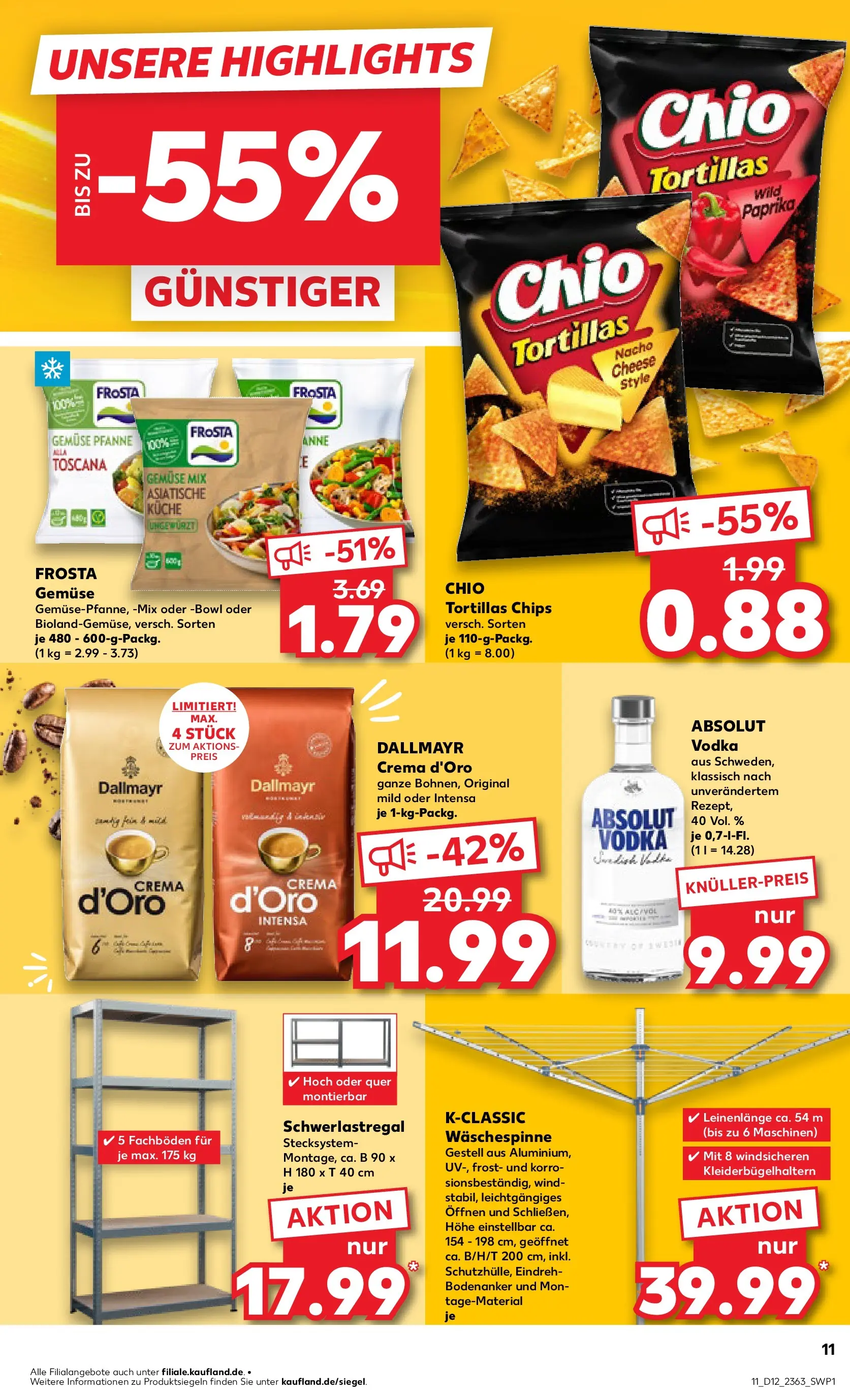 Prospekt Kaufland ab 18.03.2026 » Angebote Online zum Blättern | Seite: 11 | Produkte: Frosta, Dallmayr, Chio tortillas, Chips