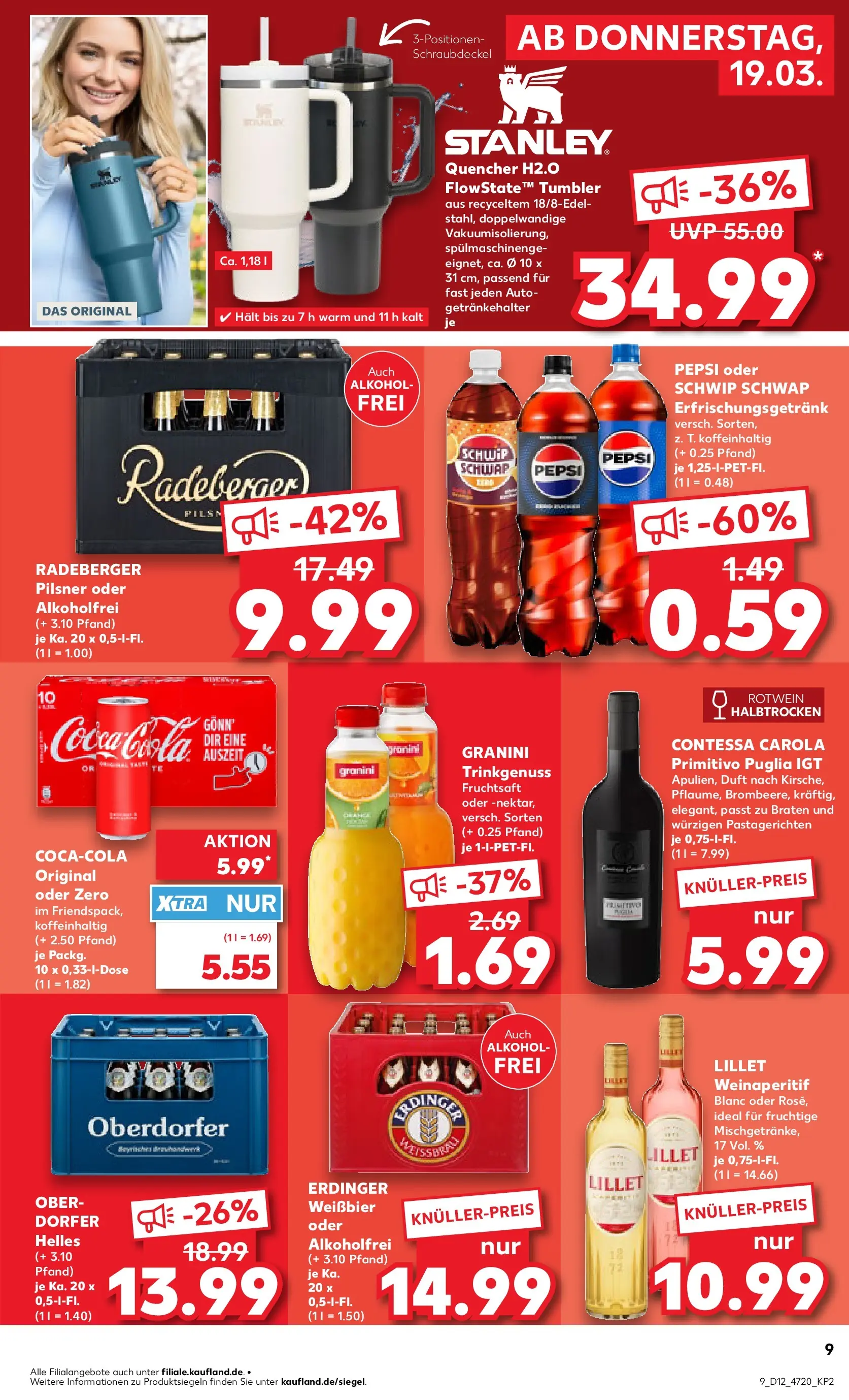Prospekt Kaufland ab 19.03.2026 » Angebote Online zum Blättern | Seite: 9 | Produkte: Coca cola, Erdinger, Weißbier, Pepsi