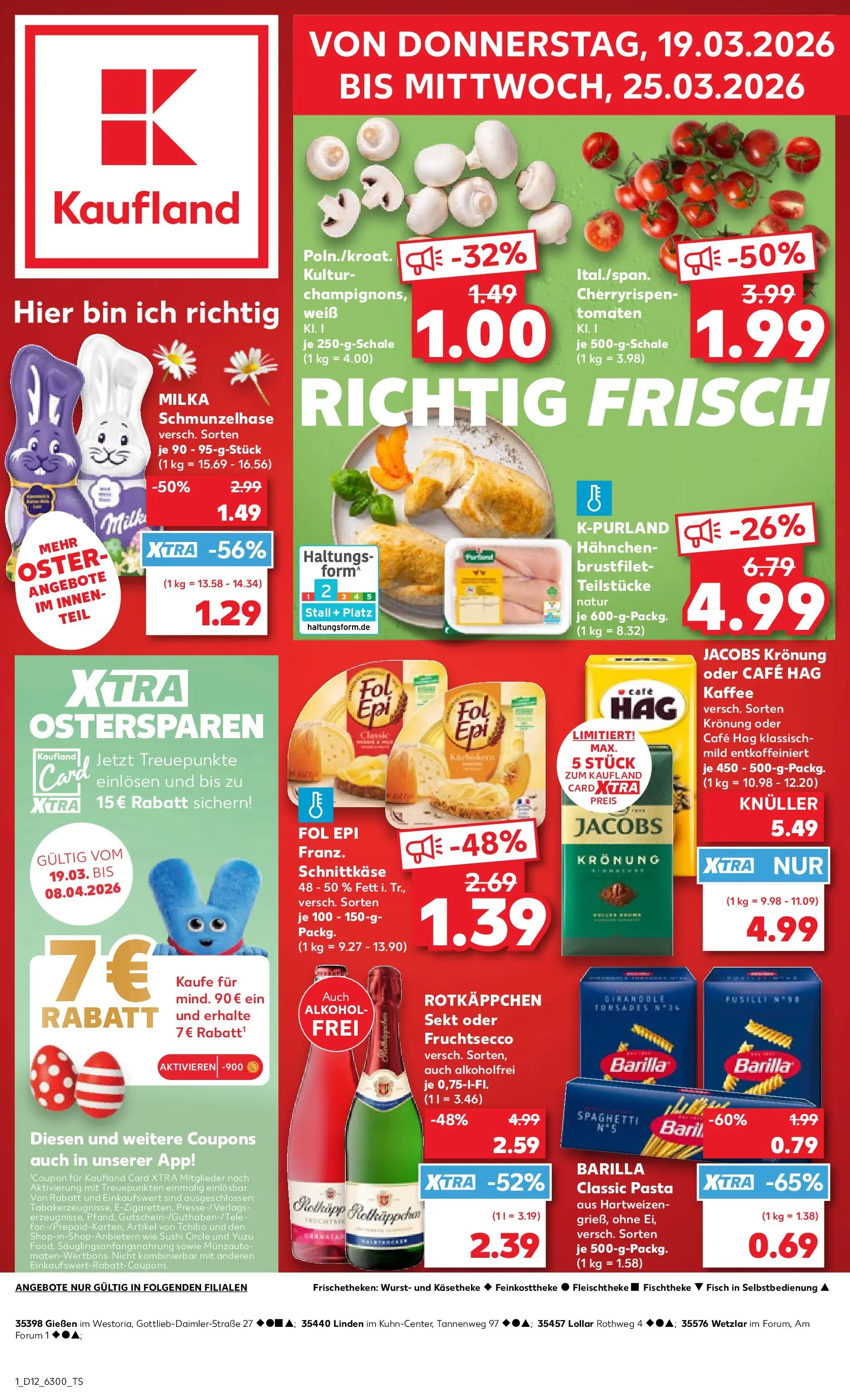 Prospekt Kaufland ab 18.03.2026 » Angebote Online zum Blättern | Seite: 1 | Produkte: Barilla, Tomaten, Rotkäppchen, Pasta