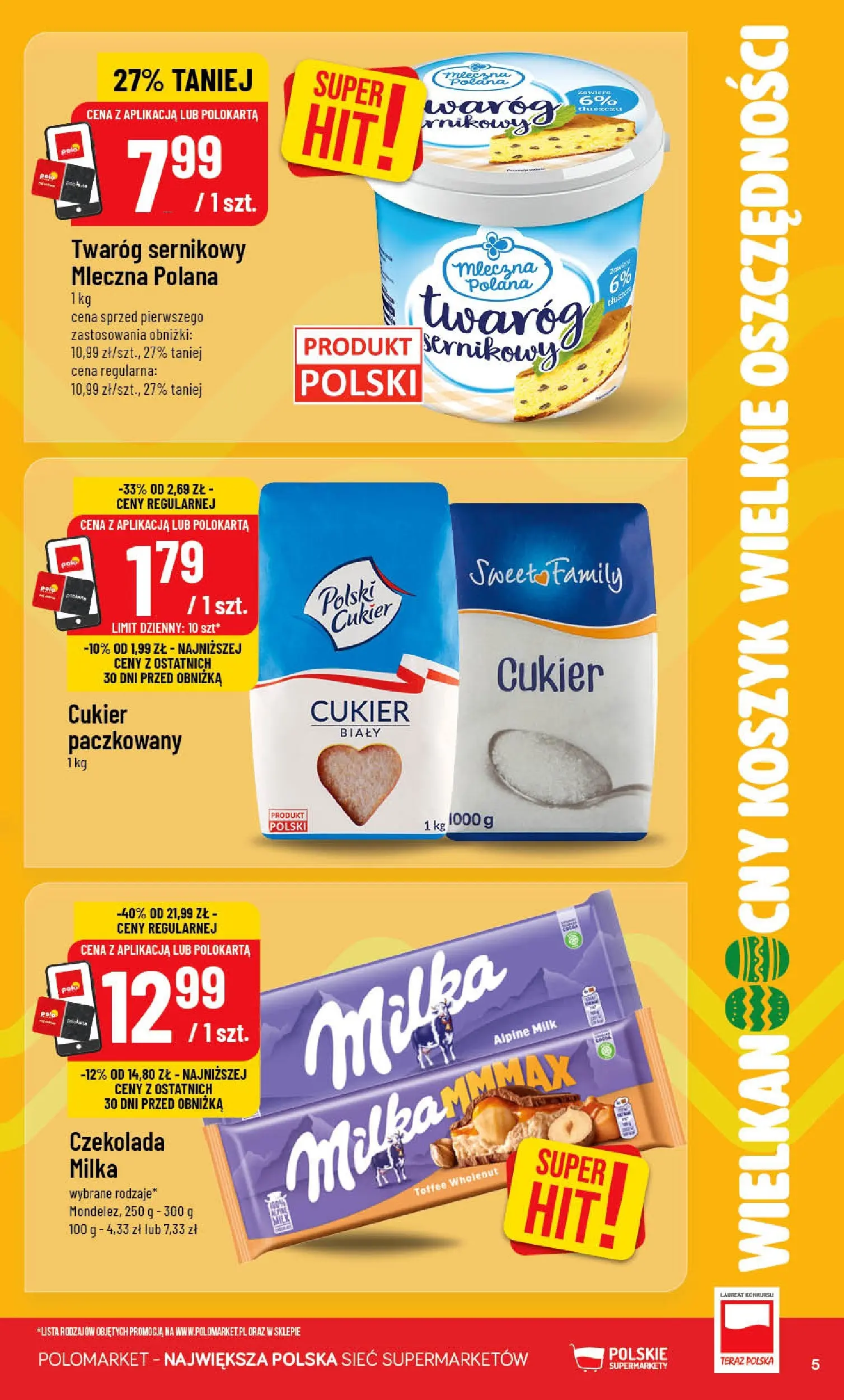 Nowa POLOmarket gazetka od jutra 18.03.2026 | Strona: 5 | Produkty: Czekolada milka, Milka, Czekolada, Cukier