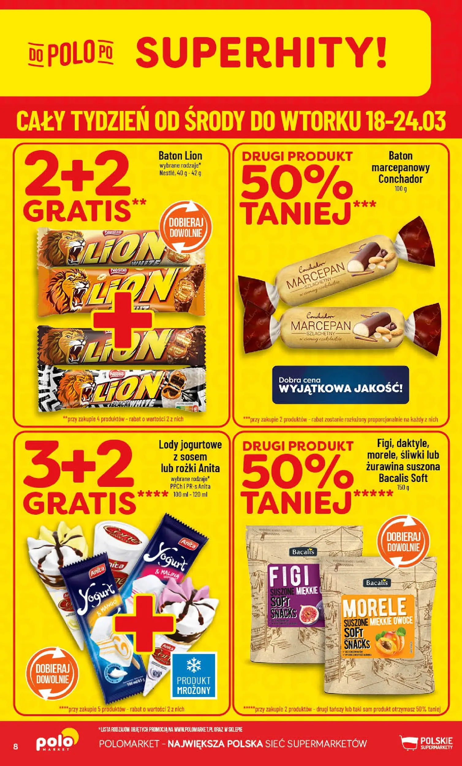 Nowa POLOmarket gazetka od jutra 18.03.2026 | Strona: 8 | Produkty: Żurawina, Marcepan, Lody, Owoce