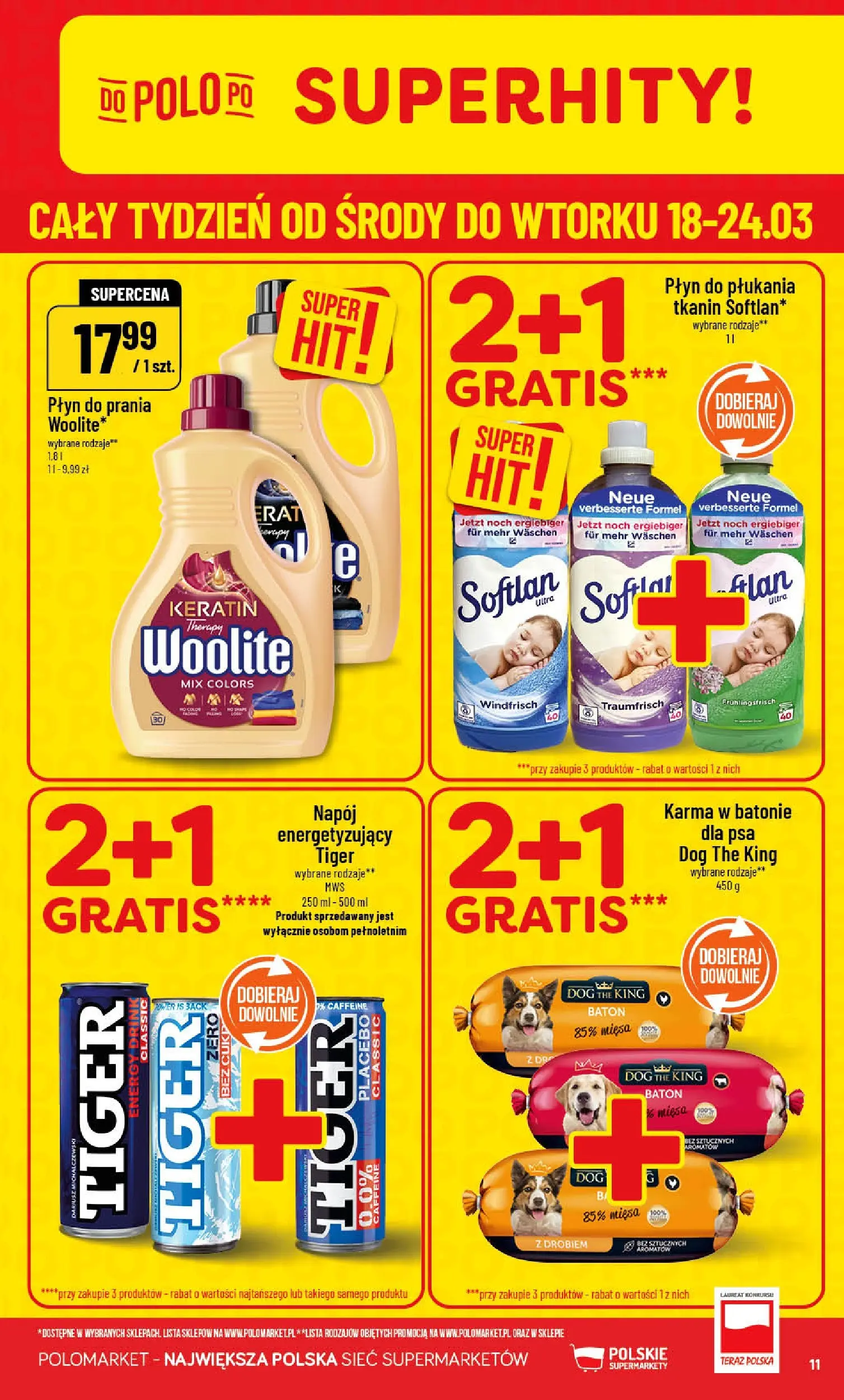 Nowa POLOmarket gazetka od jutra 18.03.2026 | Strona: 11 | Produkty: Płyn do płukania tkanin, Baton