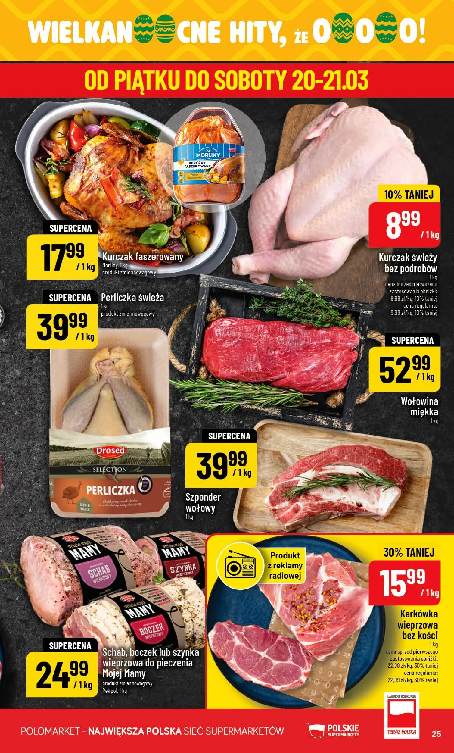 Nowa POLOmarket gazetka od jutra 18.03.2026 | Strona: 25 | Produkty: Karkówka, Schab, Boczek, Wołowina