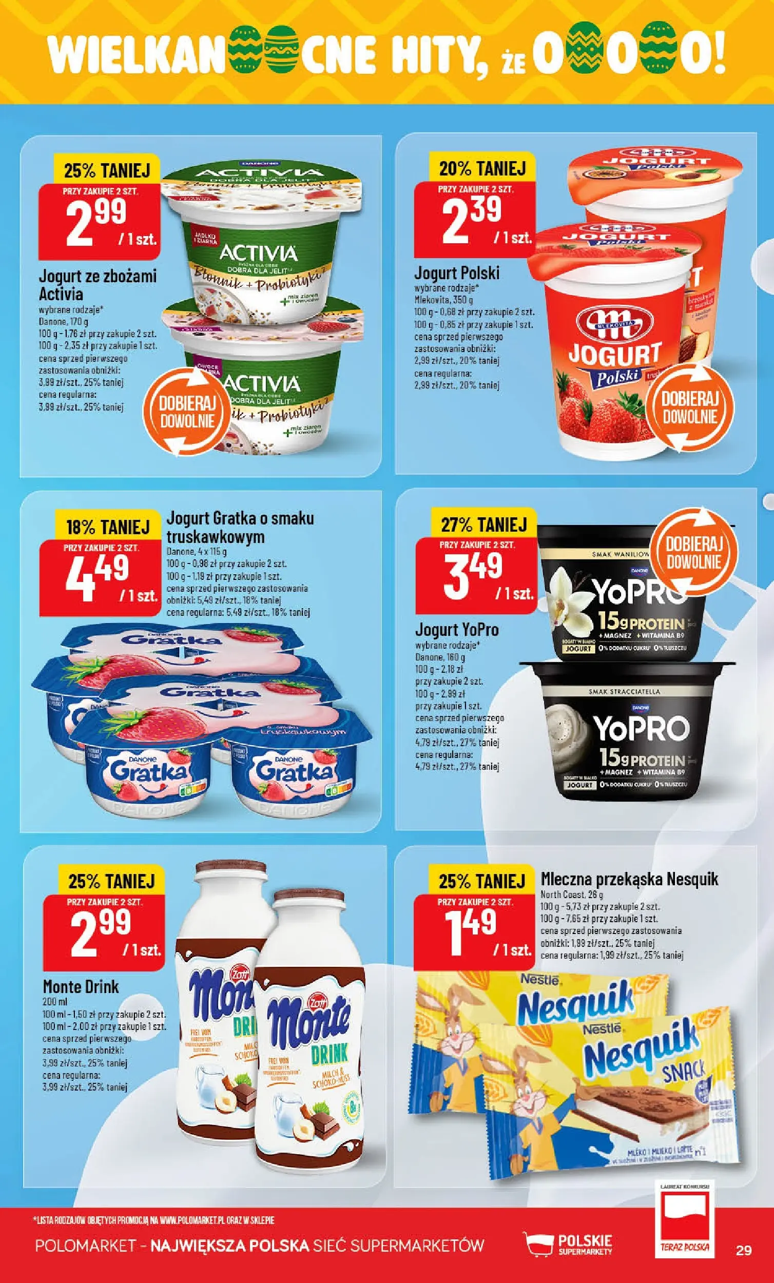 Nowa POLOmarket gazetka od jutra 18.03.2026 | Strona: 29 | Produkty: Mleko, Jogurt, Owoce