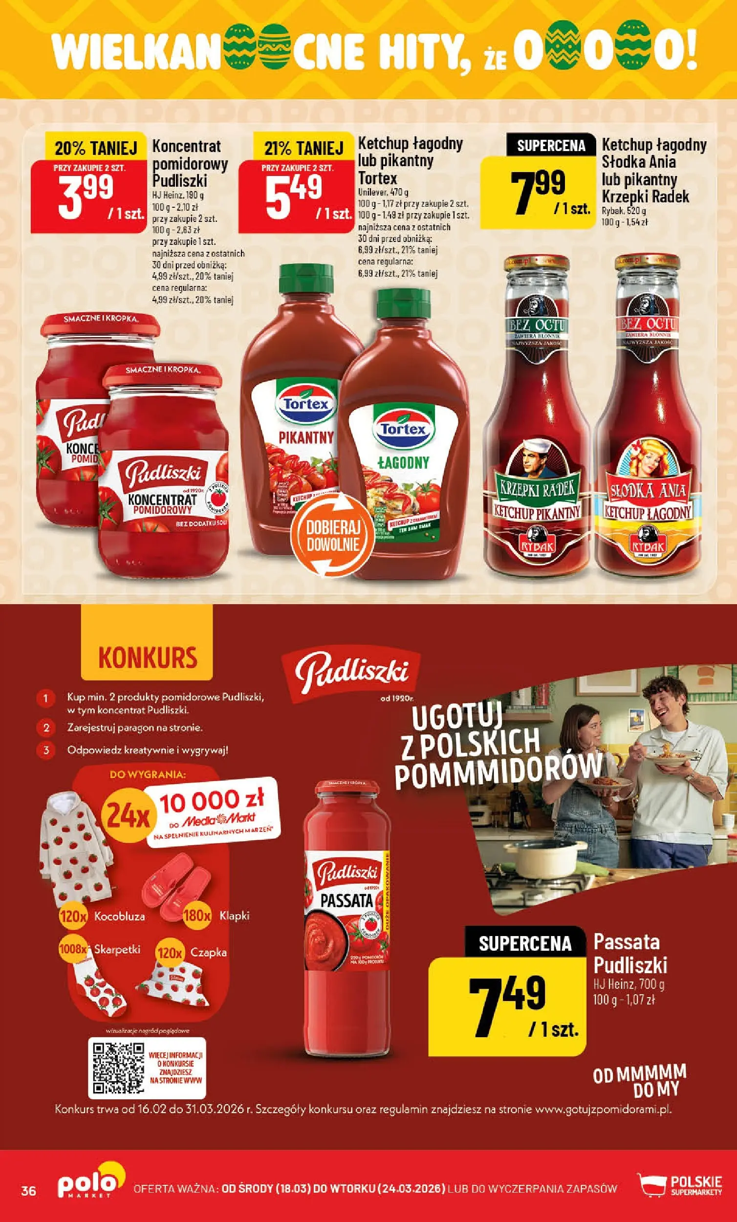 Nowa POLOmarket gazetka od jutra 18.03.2026 | Strona: 36 | Produkty: Klapki, Czapka, Ketchup, Skarpetki