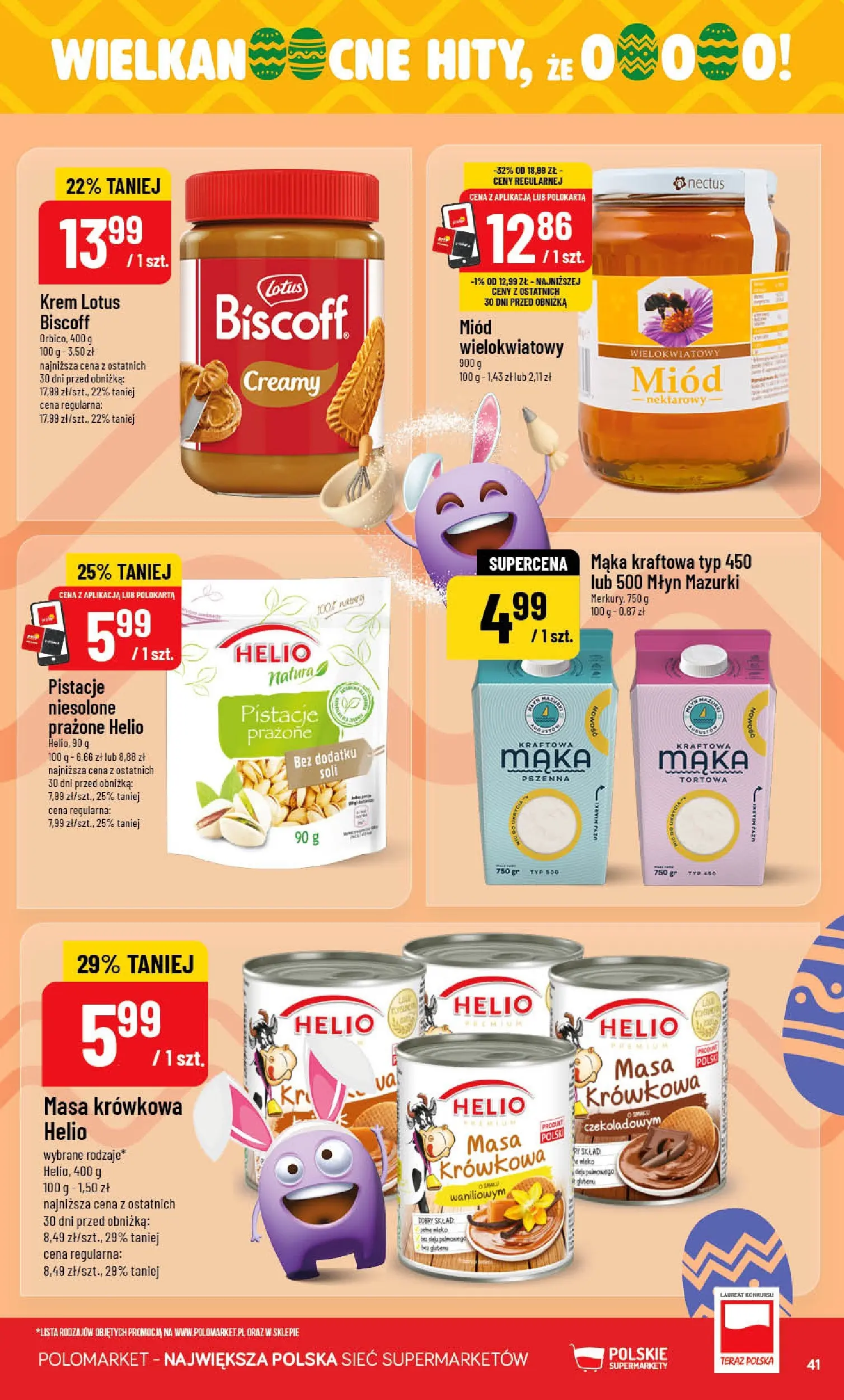 Nowa POLOmarket gazetka od jutra 18.03.2026 | Strona: 41 | Produkty: Miód, Krem