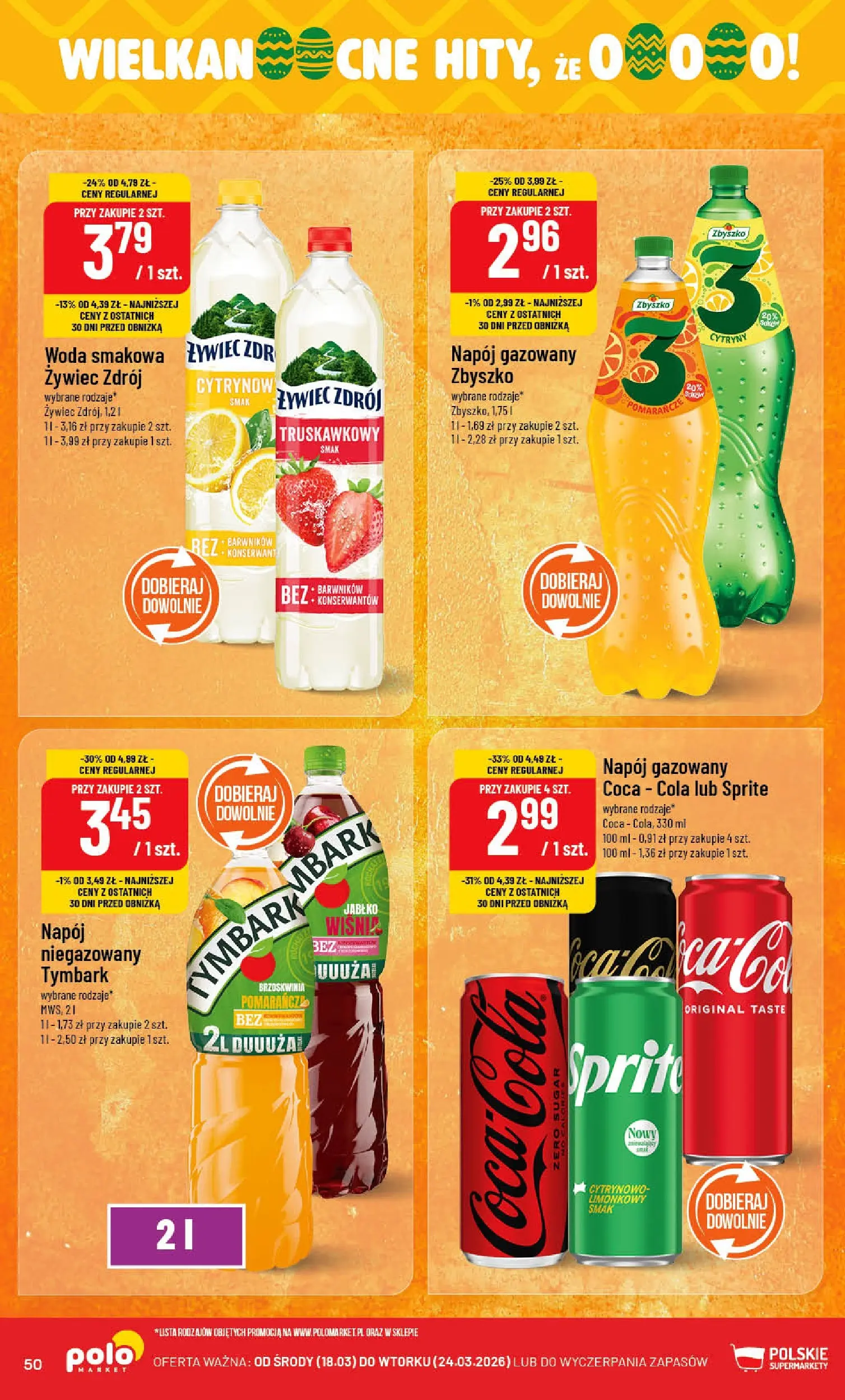 Nowa POLOmarket gazetka od jutra 18.03.2026 | Strona: 50 | Produkty: Brzoskwinia, Coca cola, Cytryny, Woda