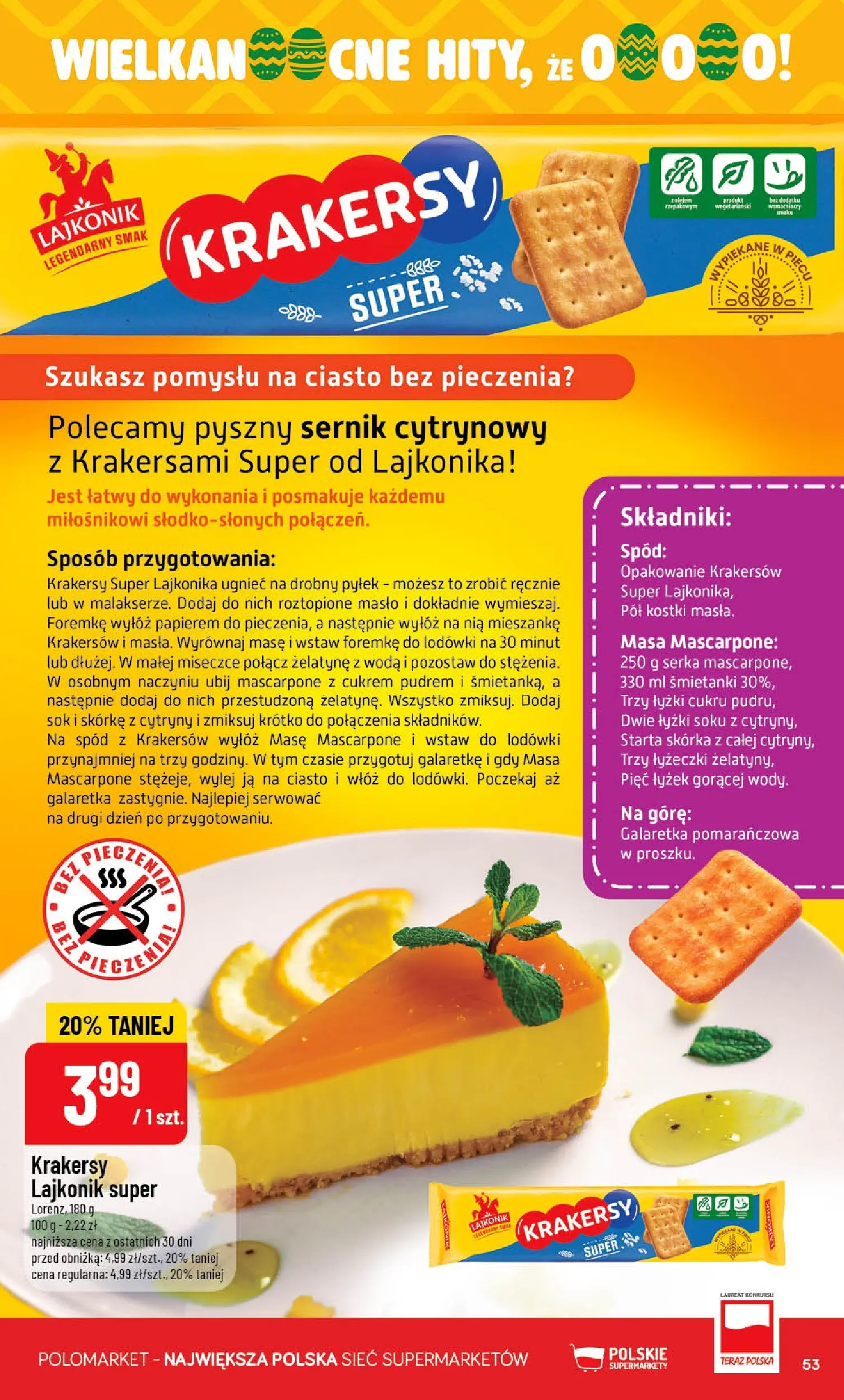Nowa POLOmarket gazetka od jutra 18.03.2026 | Strona: 53 | Produkty: Galaretka, Ciasto, Cytryny, Krakersy