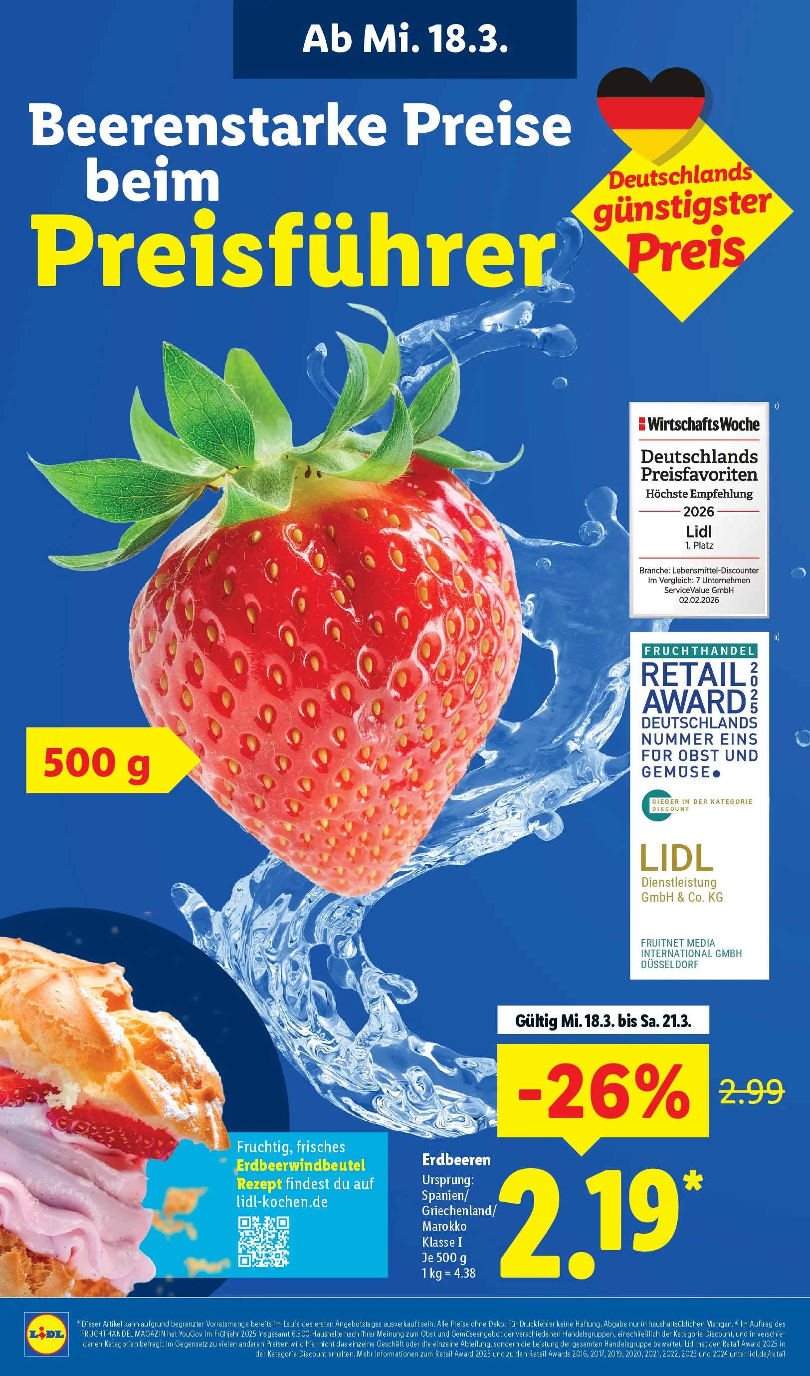 Lidl Prospekt Hof-innenstadt (ab 16.03.2026) zum Blättern » Angebote | Seite: 2 | Produkte: Obst, Erdbeeren