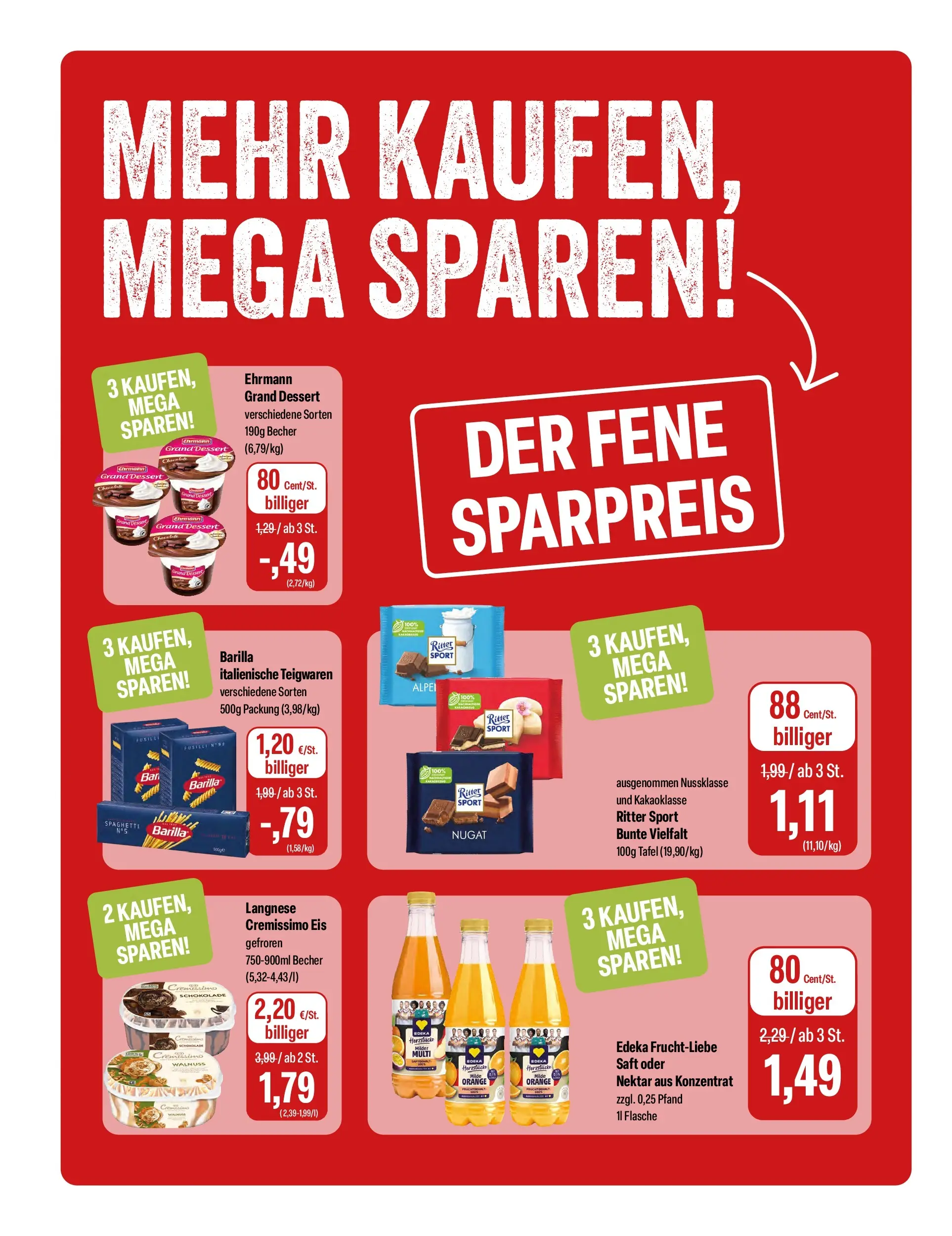 Feneberg Aktuelle Angebote (ab 26.03.2026) zum Blättern | Seite: 10 | Produkte: Langnese, Barilla, Schokolade, Eis