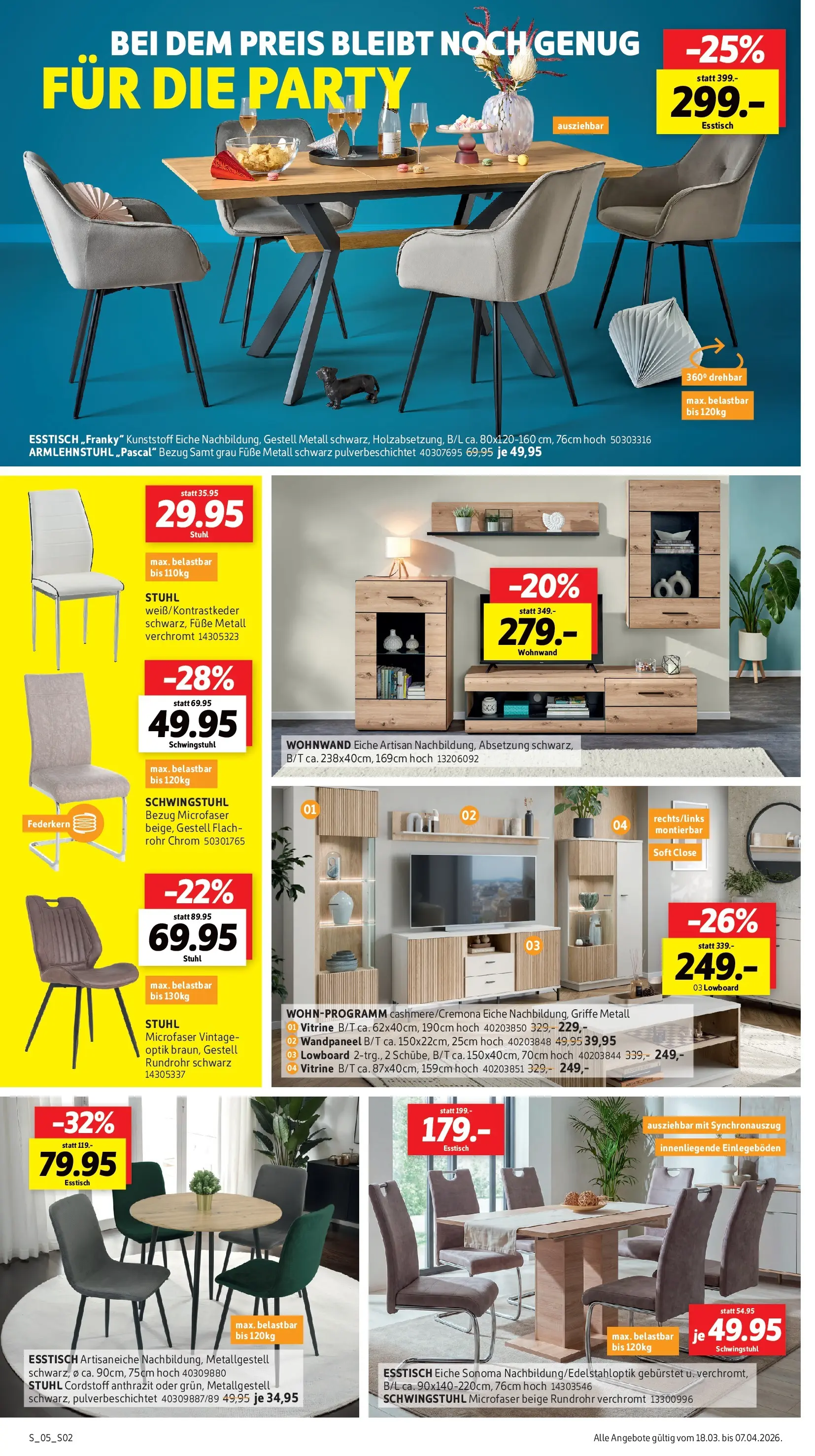 Sconto Prospekt Ostern Großpösna (ab 18.03.2026) zum Blättern | Seite: 2 | Produkte: Wohnwand, Lowboard, Esstisch, Vitrine