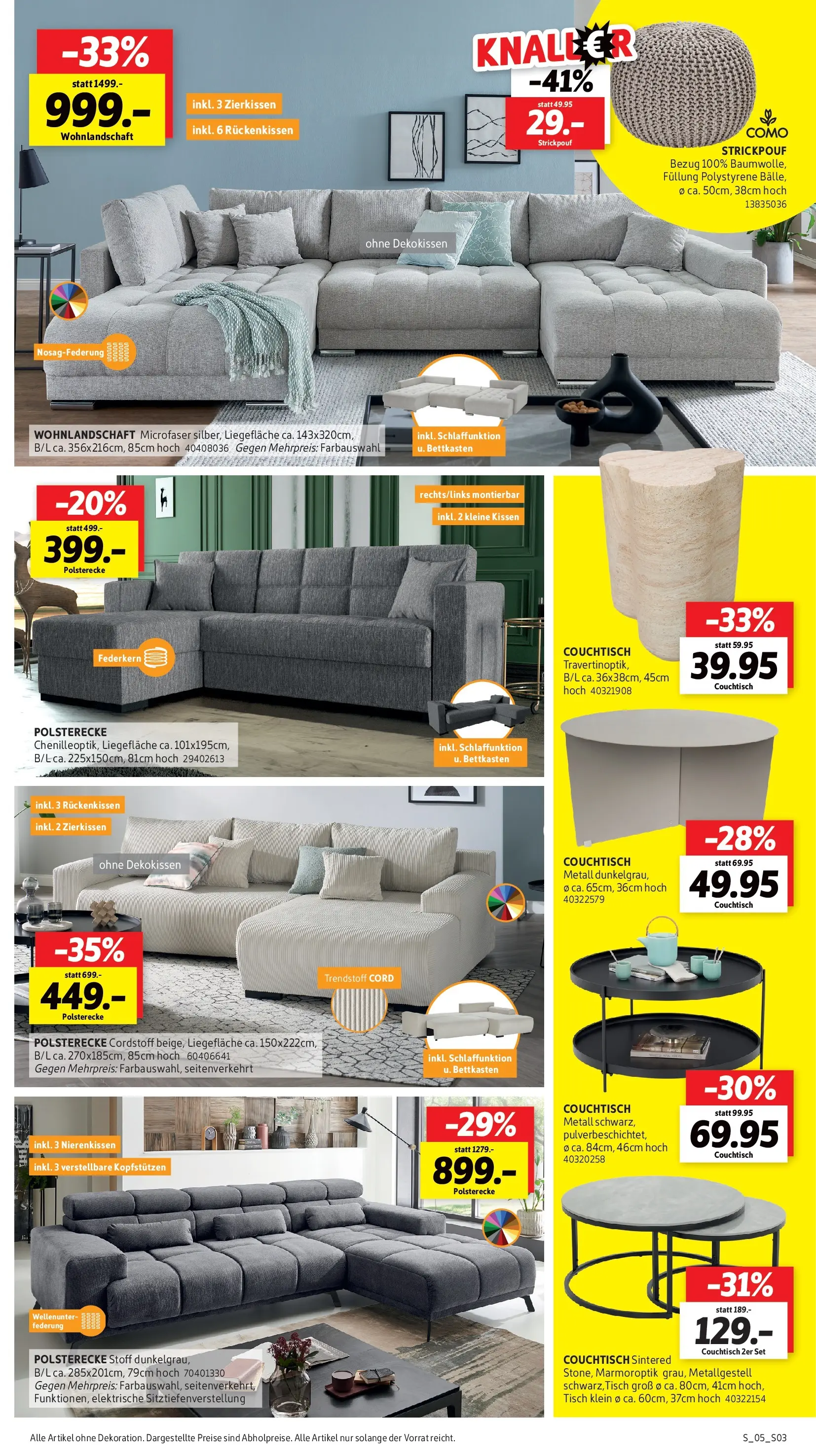 Sconto Prospekt Ostern Großpösna (ab 18.03.2026) zum Blättern | Seite: 3 | Produkte: Wohnlandschaft, Kissen, Couchtisch, Tisch