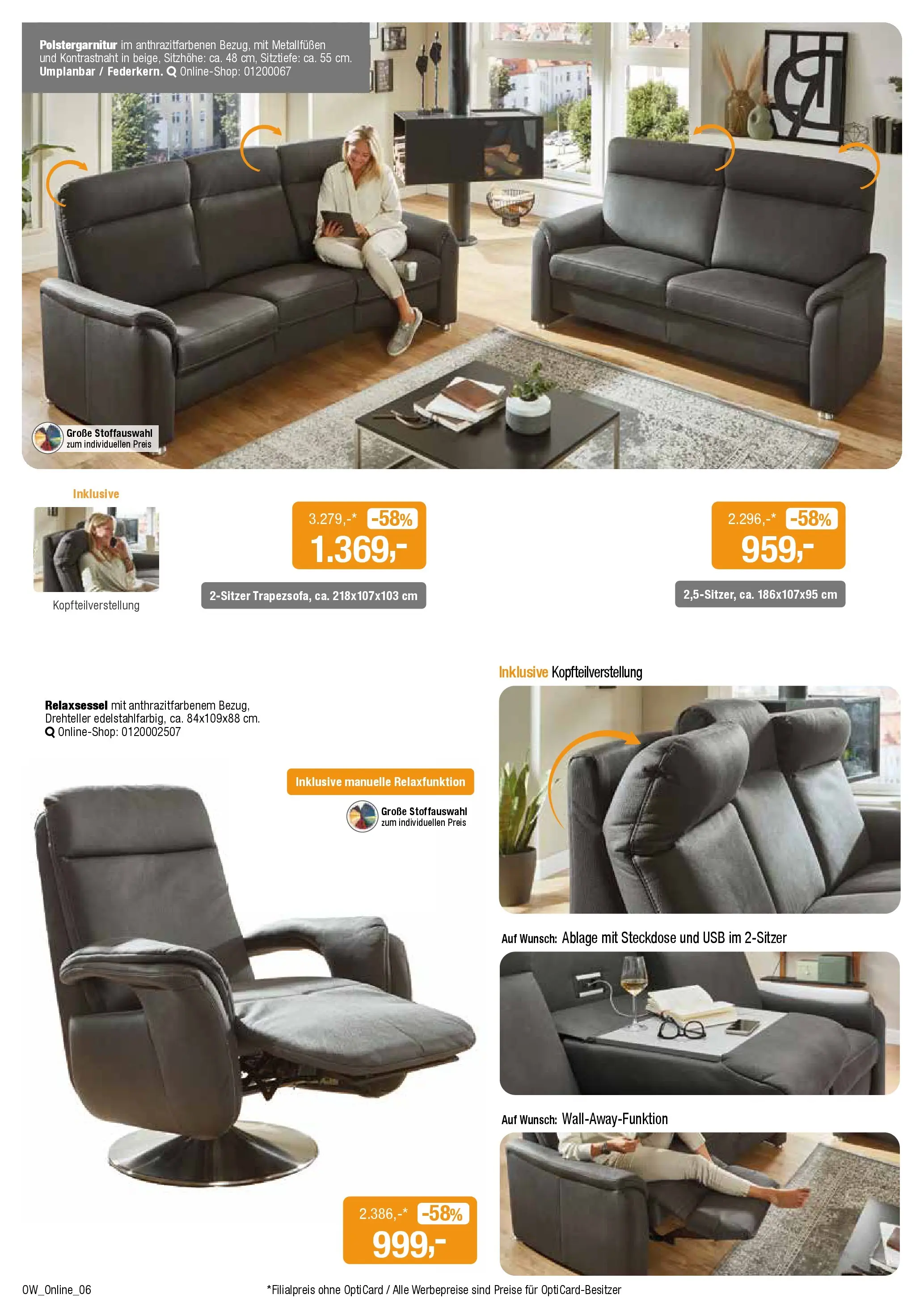 Angebote - Dein trendiges Möbelhaus (ab 21.03.2026) zum Blättern | Seite: 6 | Produkte: USB, Relaxsessel, Steckdose