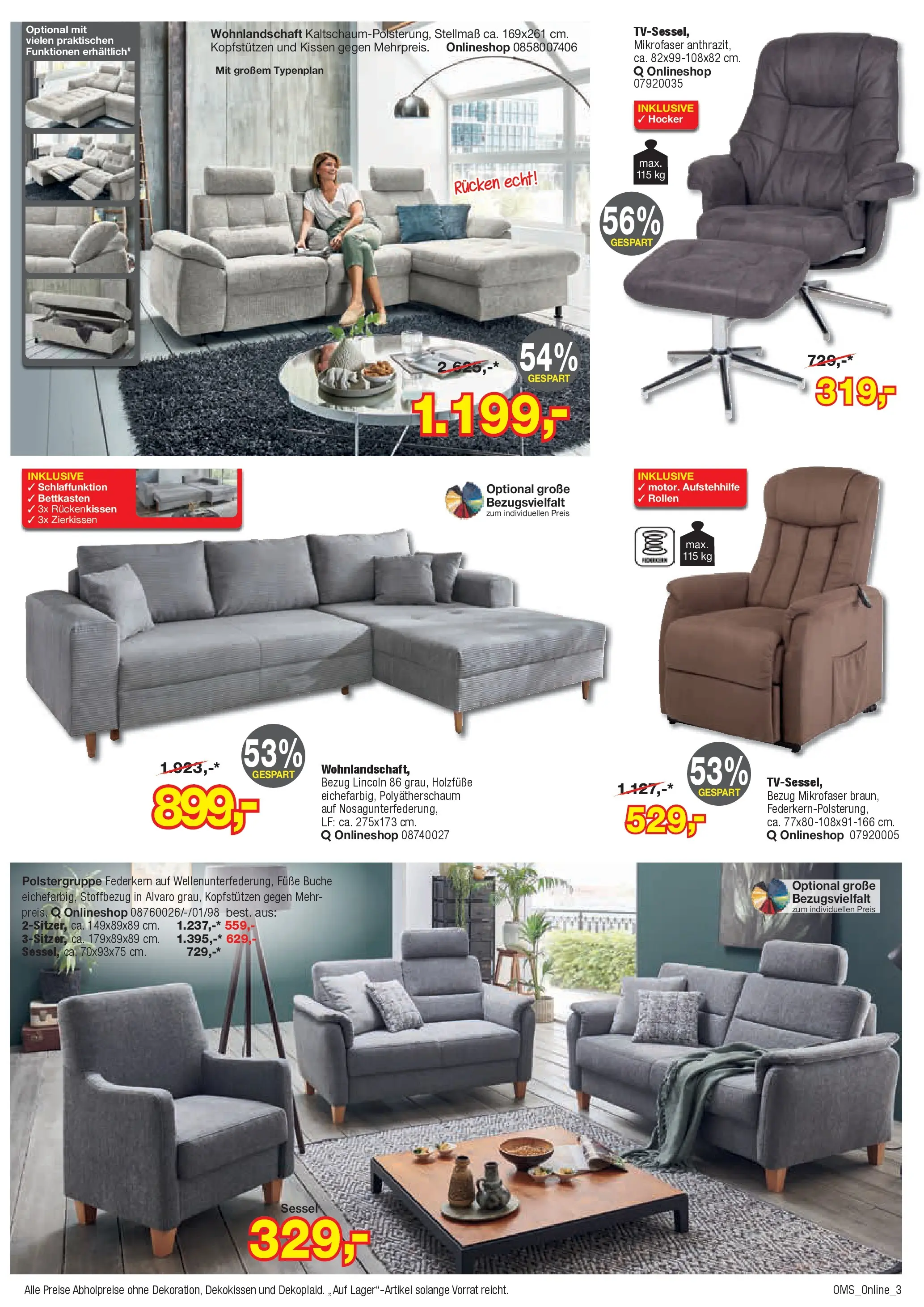 Angebote - Dein trendiges Möbelhaus (ab 21.03.2026) zum Blättern | Seite: 3 | Produkte: Wohnlandschaft, Hocker, Kissen, Sessel