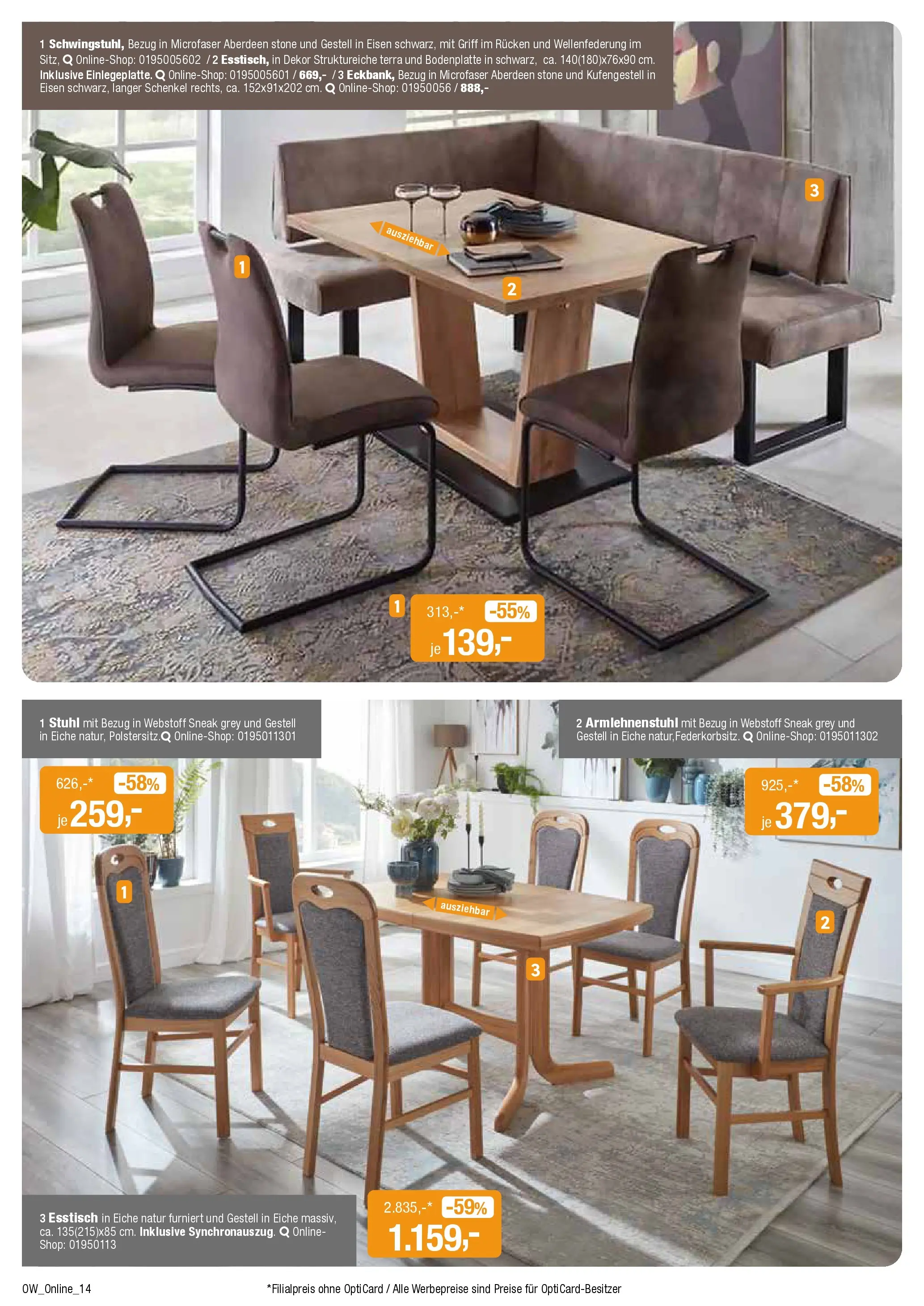 Angebote - Dein trendiges Möbelhaus (ab 21.03.2026) zum Blättern | Seite: 14 | Produkte: Esstisch, Stuhl