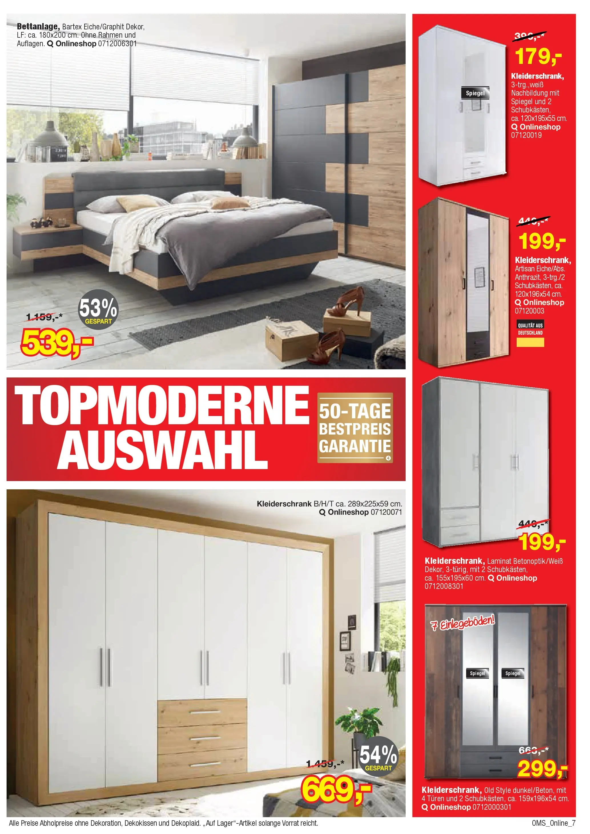 Angebote - Dein trendiges Möbelhaus (ab 21.03.2026) zum Blättern | Seite: 7 | Produkte: Kleiderschrank, Spiegel