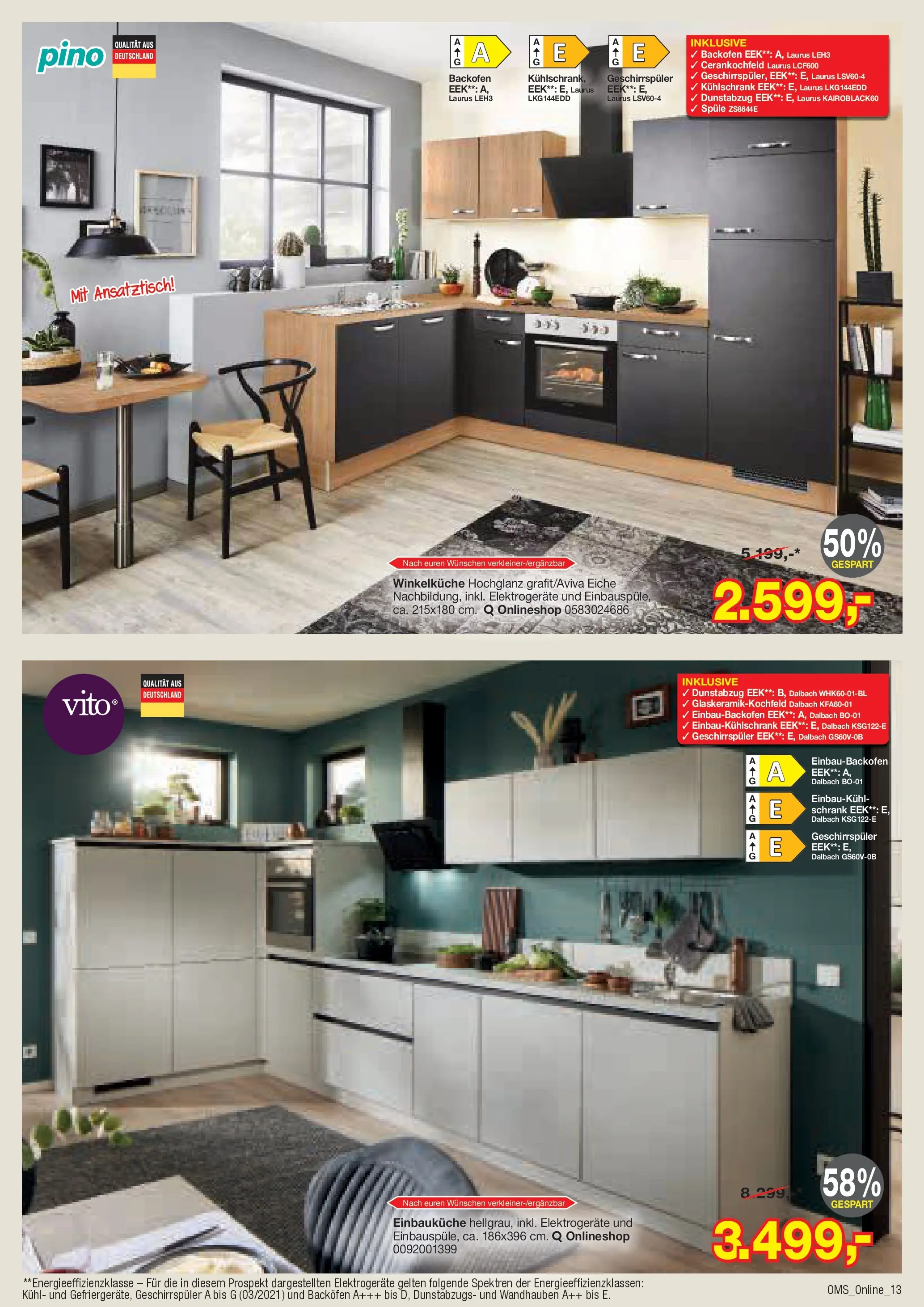 Angebote - Dein trendiges Möbelhaus (ab 21.03.2026) zum Blättern | Seite: 13 | Produkte: Geschirrspüler, Einbauküche, Kühlschrank, Dunstabzug