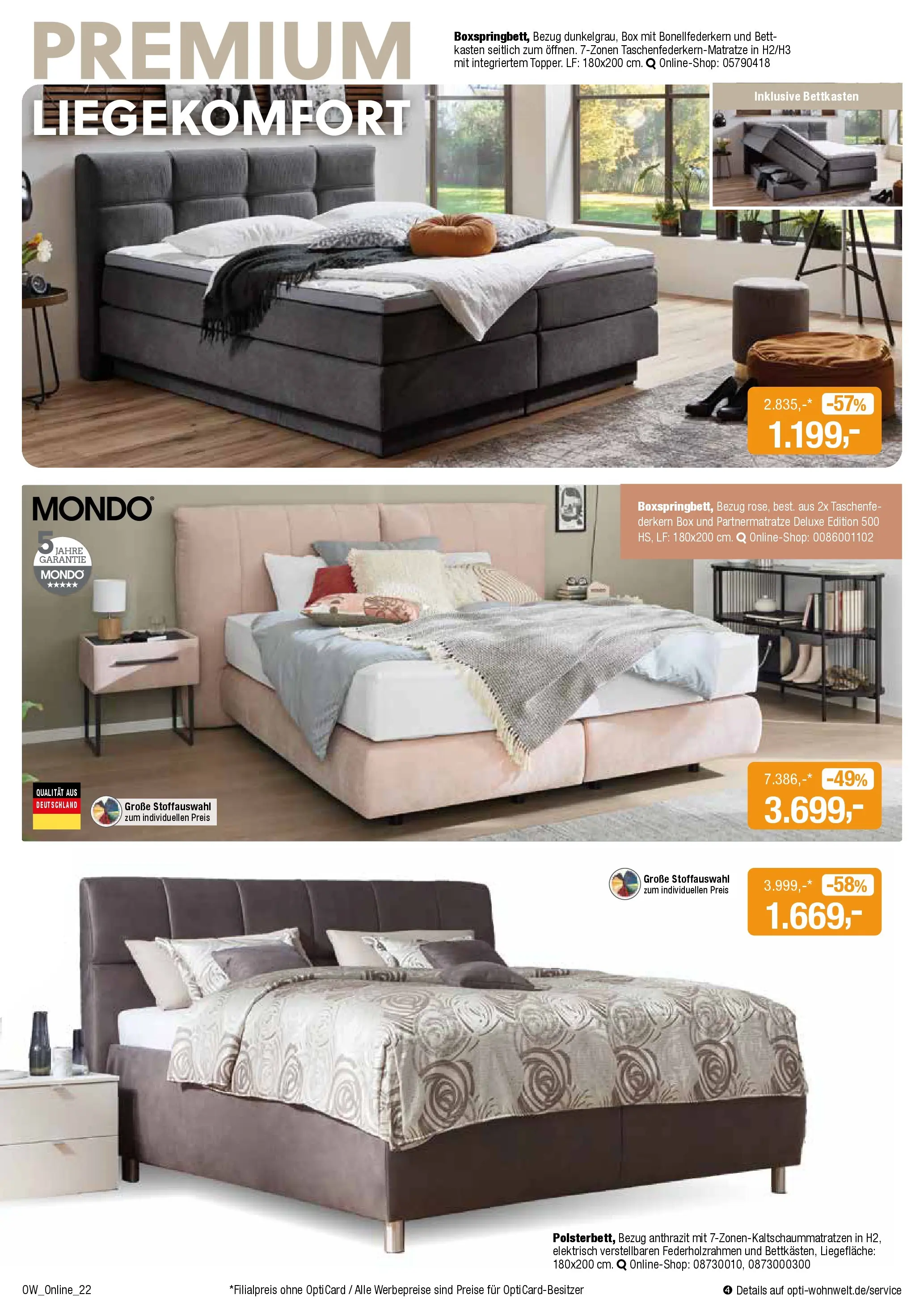 Angebote - Dein trendiges Möbelhaus (ab 21.03.2026) zum Blättern | Seite: 22 | Produkte: Bett, Box