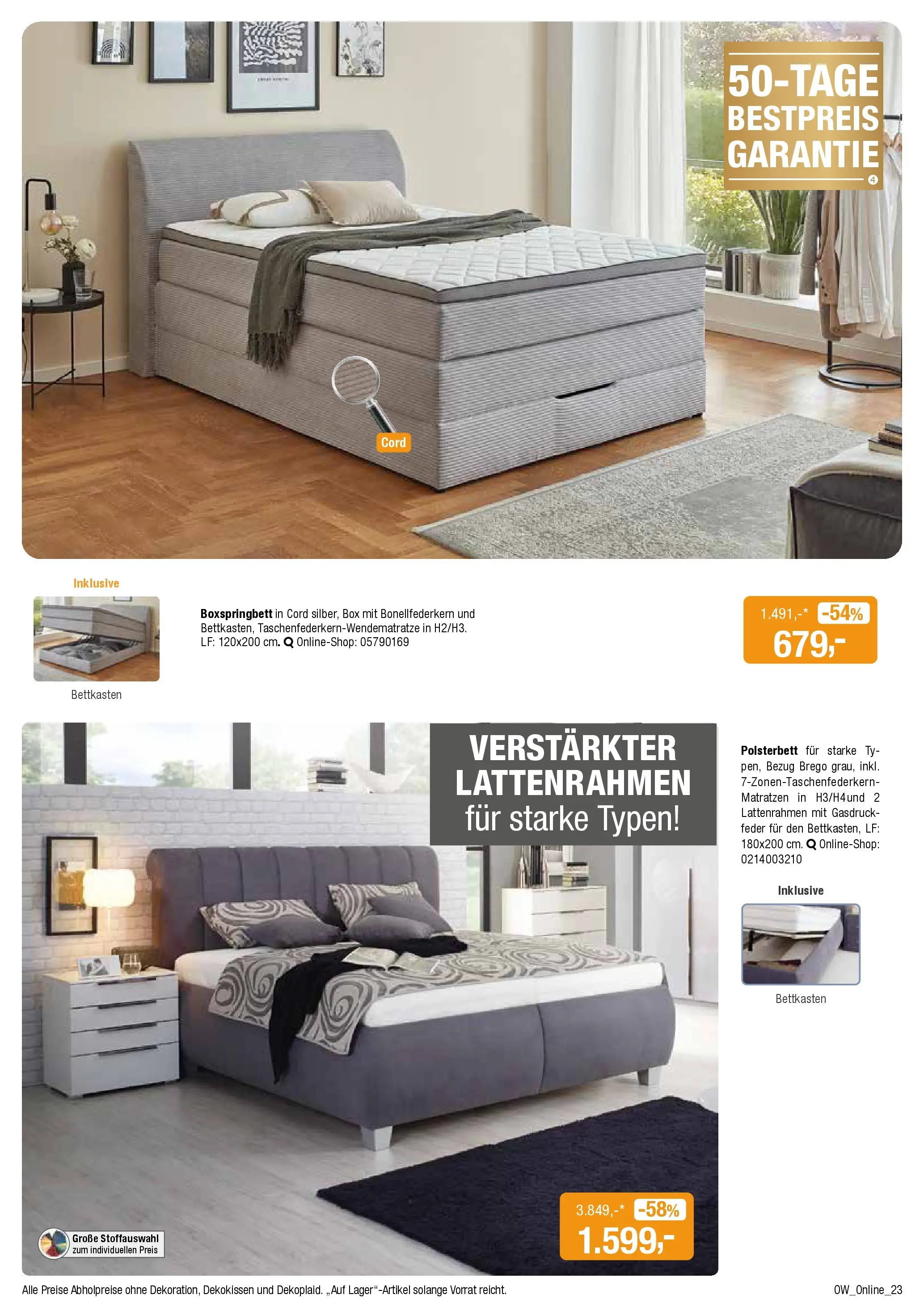 Angebote - Dein trendiges Möbelhaus (ab 21.03.2026) zum Blättern | Seite: 23 | Produkte: Boxspringbett, Polsterbett, Box