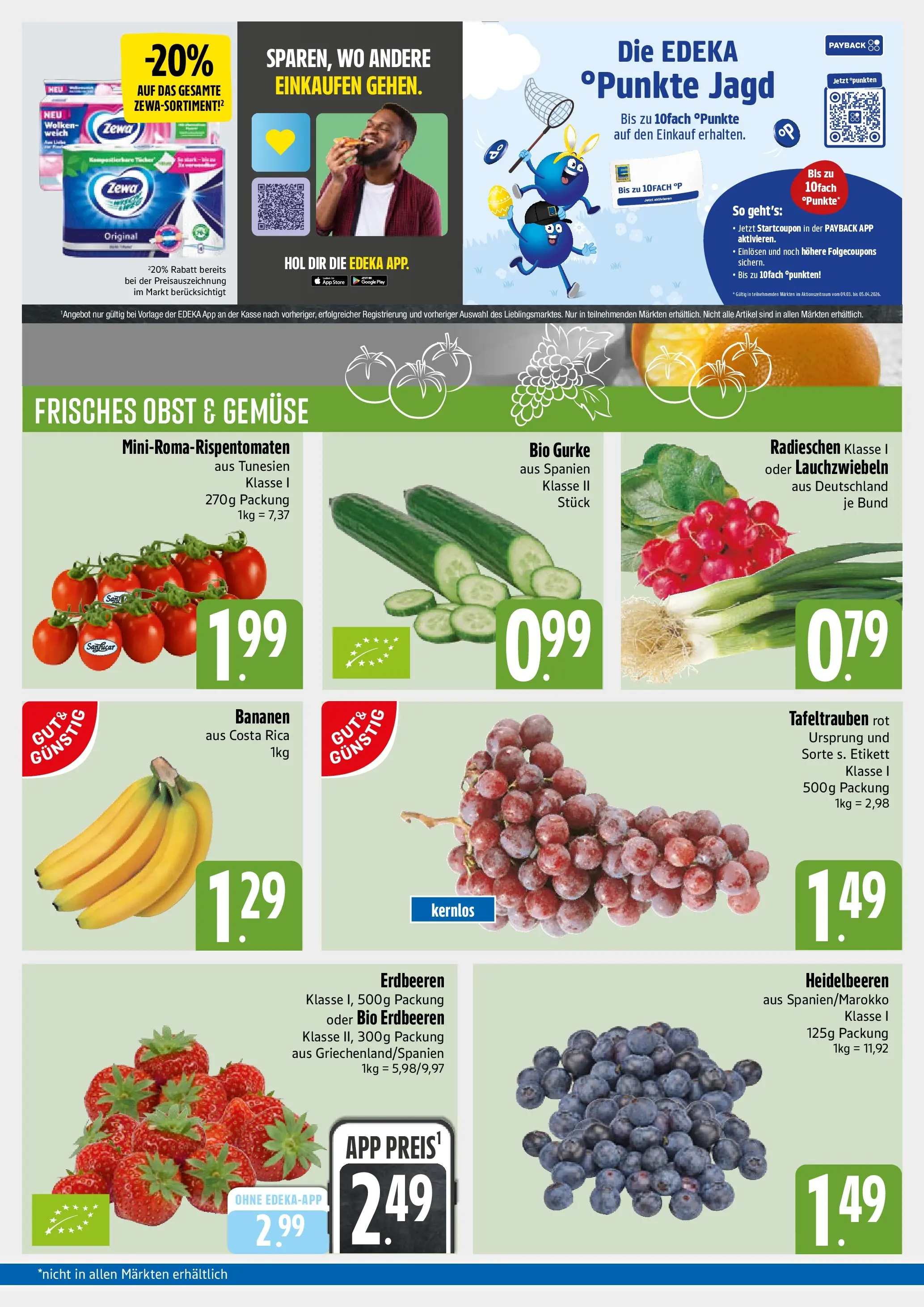 Angebote - E xpress: Wochenangebote (ab 22.03.2026) zum Blättern | Seite: 3 | Produkte: Zewa, Gemüse, Obst, Erdbeeren