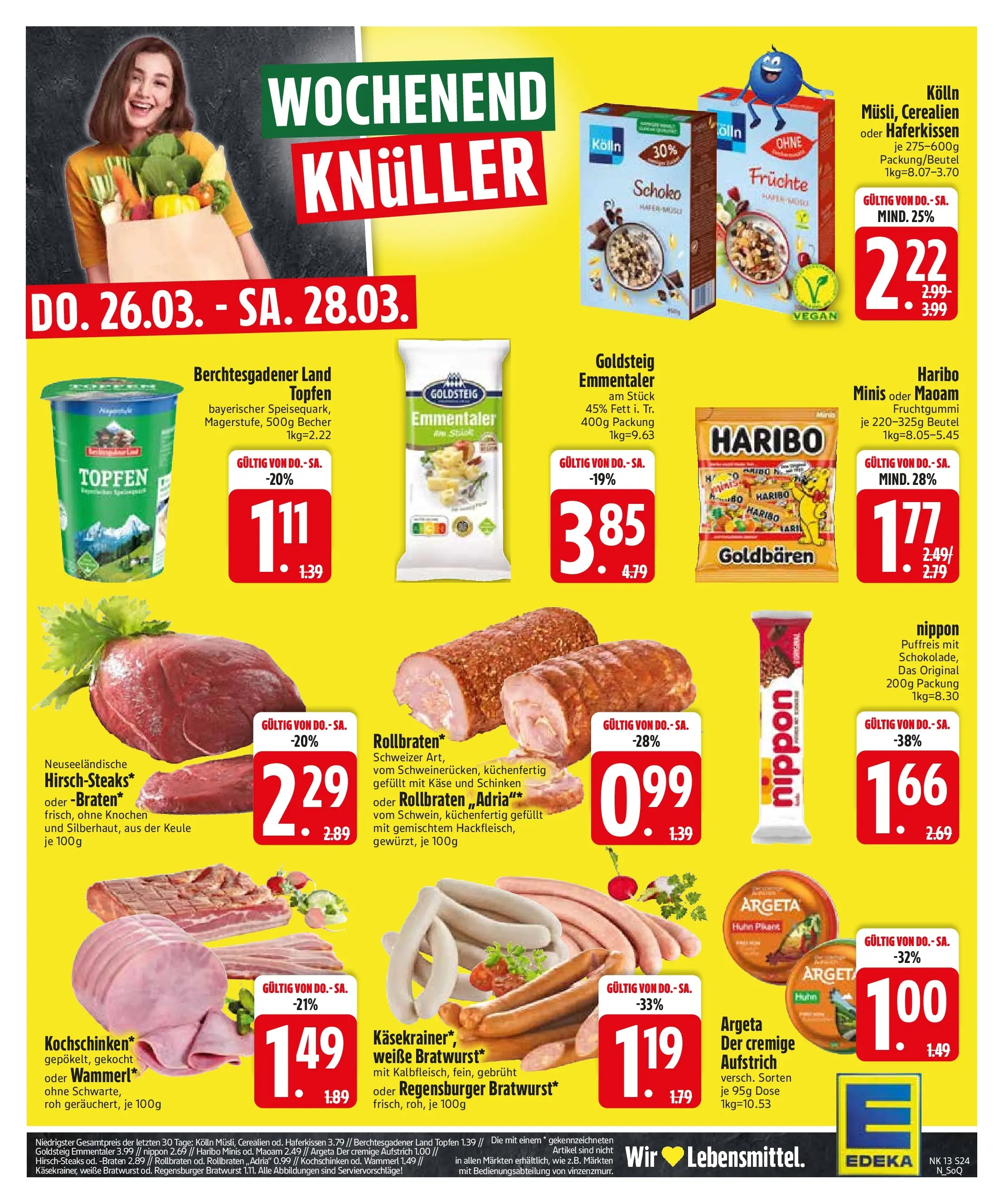 Edeka prospekt Sonthofen	 (ab 22.03.2026) » Angebote Online | Seite: 26 | Produkte: Haribo, Käse, Bratwurst, Käsekrainer