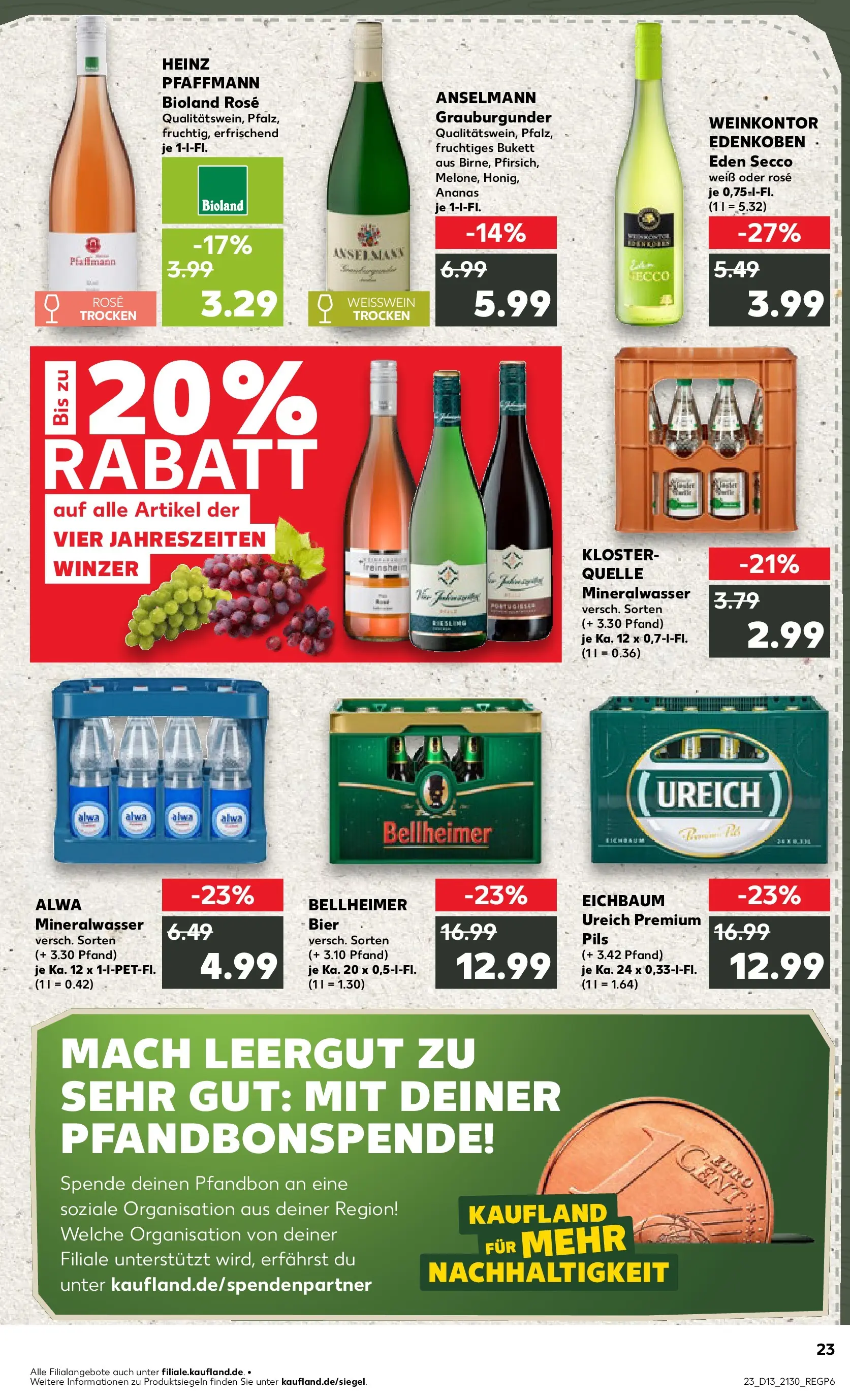 Prospekt Kaufland ab 26.03.2026 » Angebote Online zum Blättern | Seite: 23 | Produkte: Bier, Weißwein, Ananas, Mineralwasser