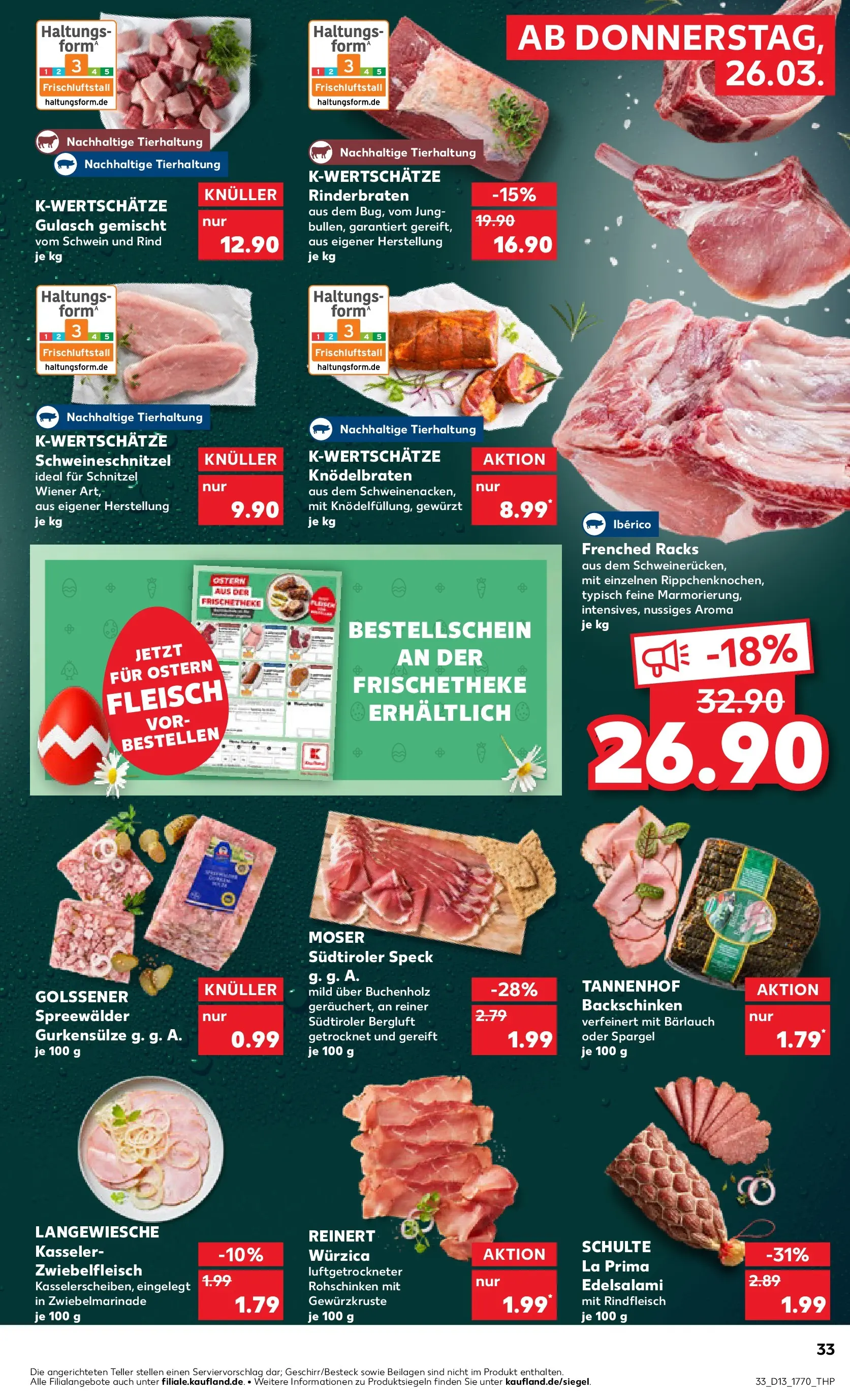 Prospekt Kaufland ab 26.03.2026 » Angebote Online zum Blättern | Seite: 33 | Produkte: Rinderbraten, Spargel, Schnitzel, Fleisch