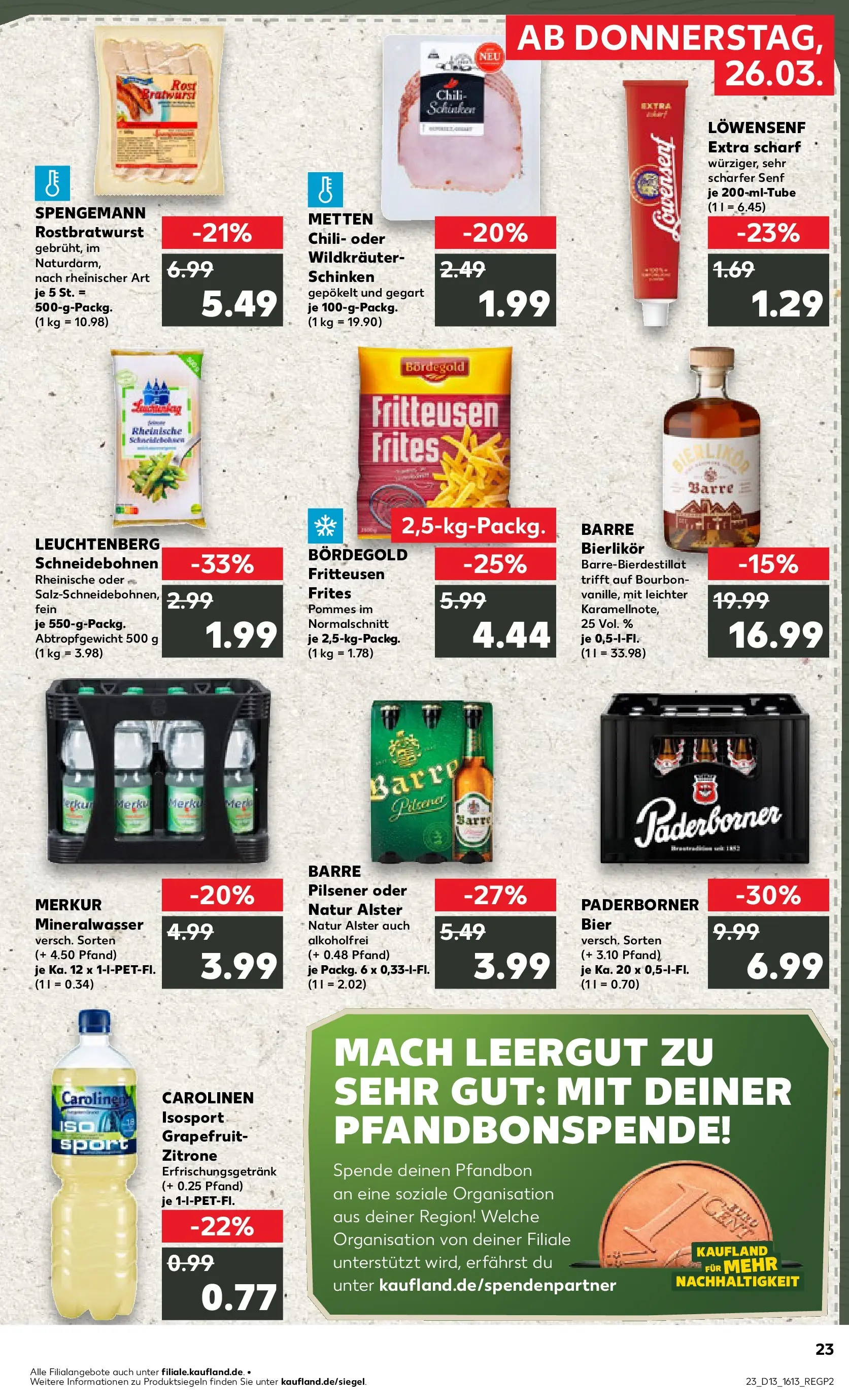Prospekt Kaufland ab 26.03.2026 » Angebote Online zum Blättern | Seite: 23 | Produkte: Bier, Pommes, Grapefruit, Chili