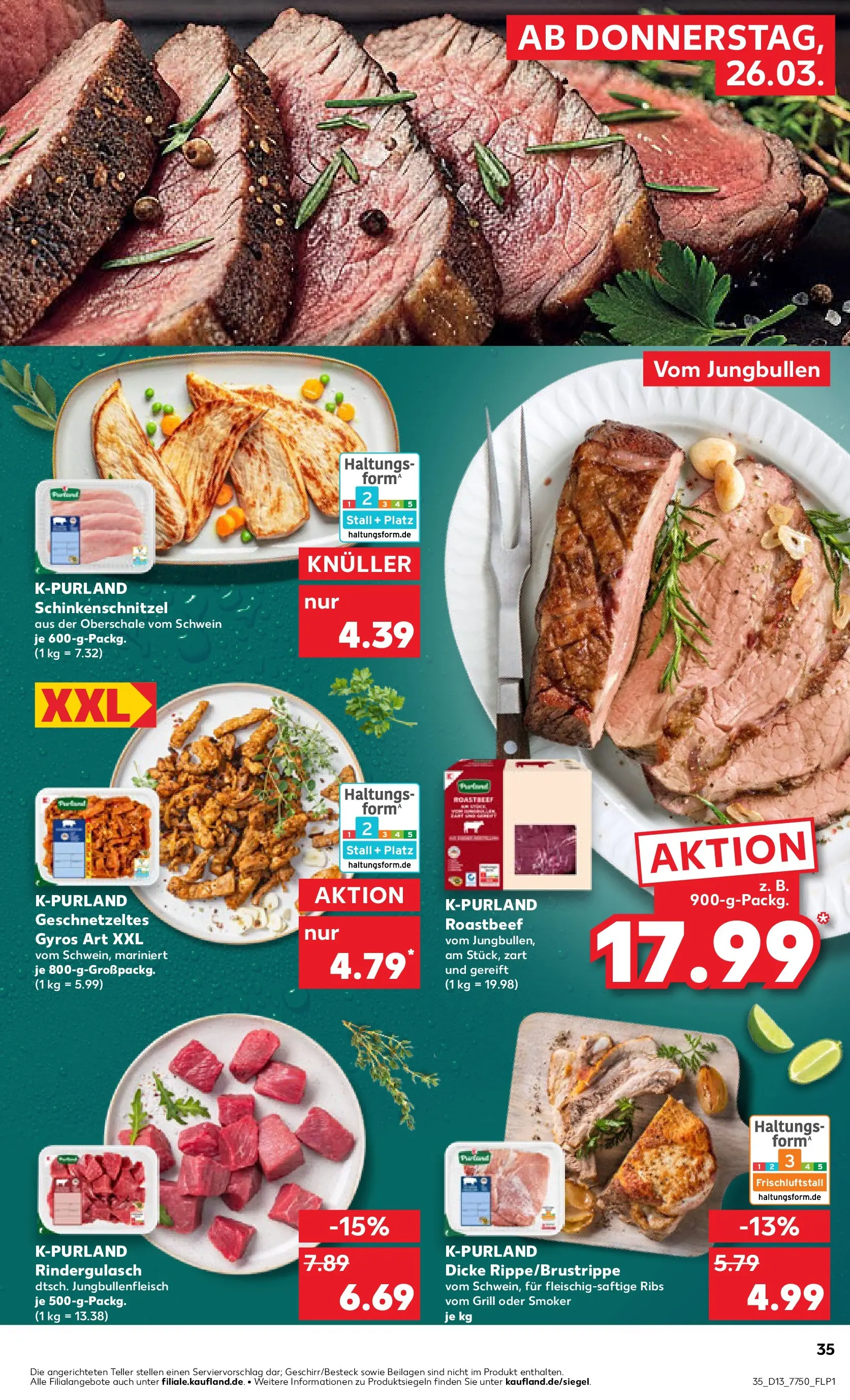 Prospekt Kaufland ab 25.03.2026 » Angebote und Werbung Online | Seite: 35 | Produkte: Grill, Rindergulasch, Roastbeef, Gyros Prospekt Kaufland ab 25.03.2026 » Angebote Online zum Blättern | Seite: 35 | Produkte: Grill, Rindergulasch, Roastbeef, Gyros