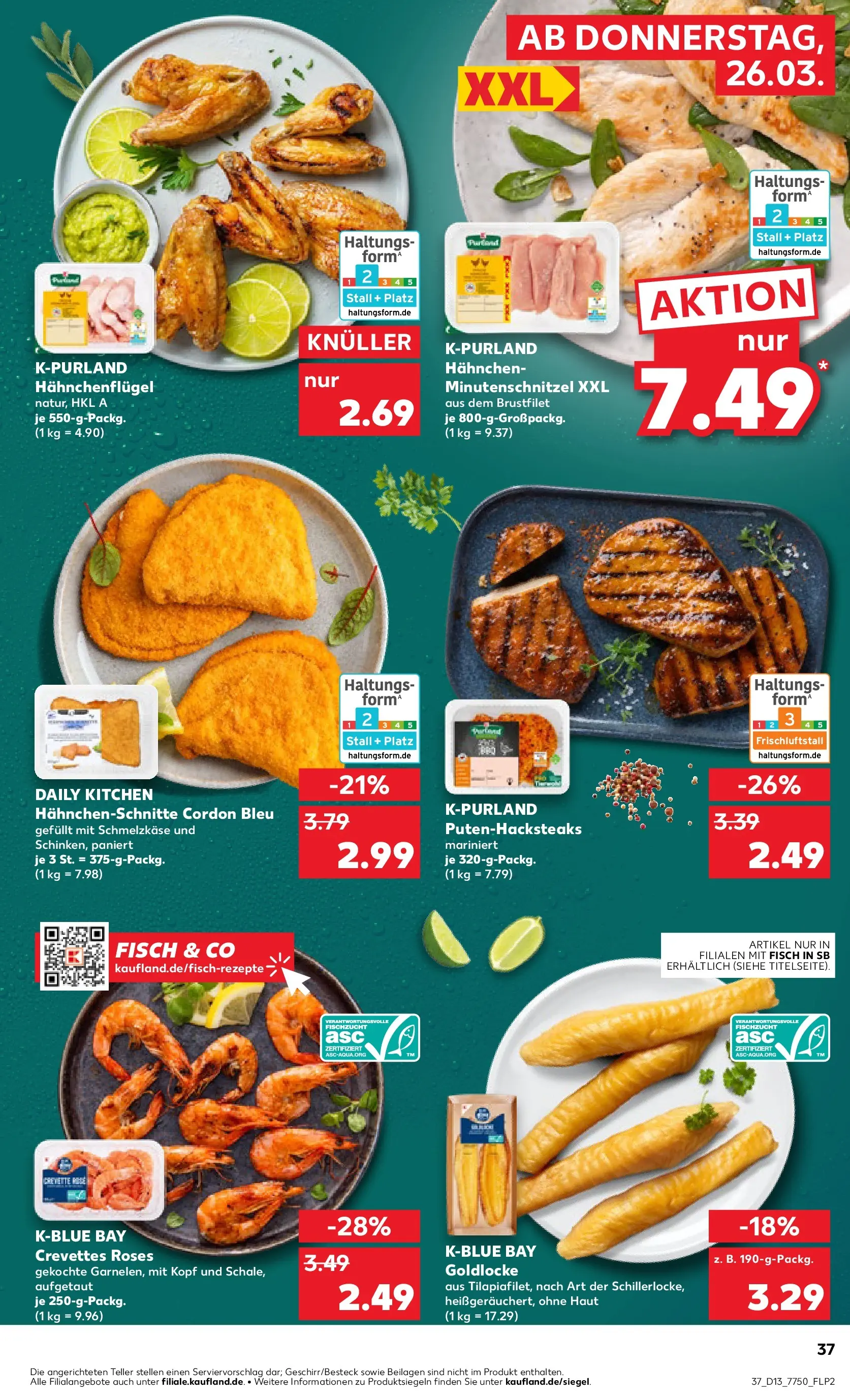 Prospekt Kaufland ab 25.03.2026 » Angebote und Werbung Online | Seite: 37 | Produkte: Hahnchen, Fisch Prospekt Kaufland ab 25.03.2026 » Angebote Online zum Blättern | Seite: 37 | Produkte: Hahnchen, Fisch