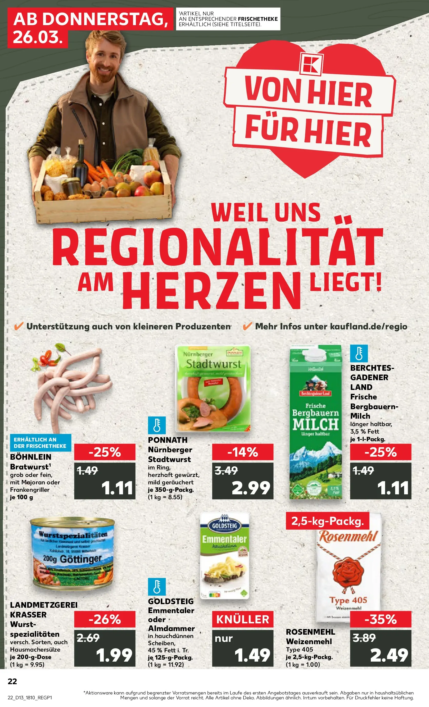 Prospekt Kaufland ab 25.03.2026 » Angebote Online zum Blättern | Seite: 22 | Produkte: Milch, Weizenmehl, Wurst