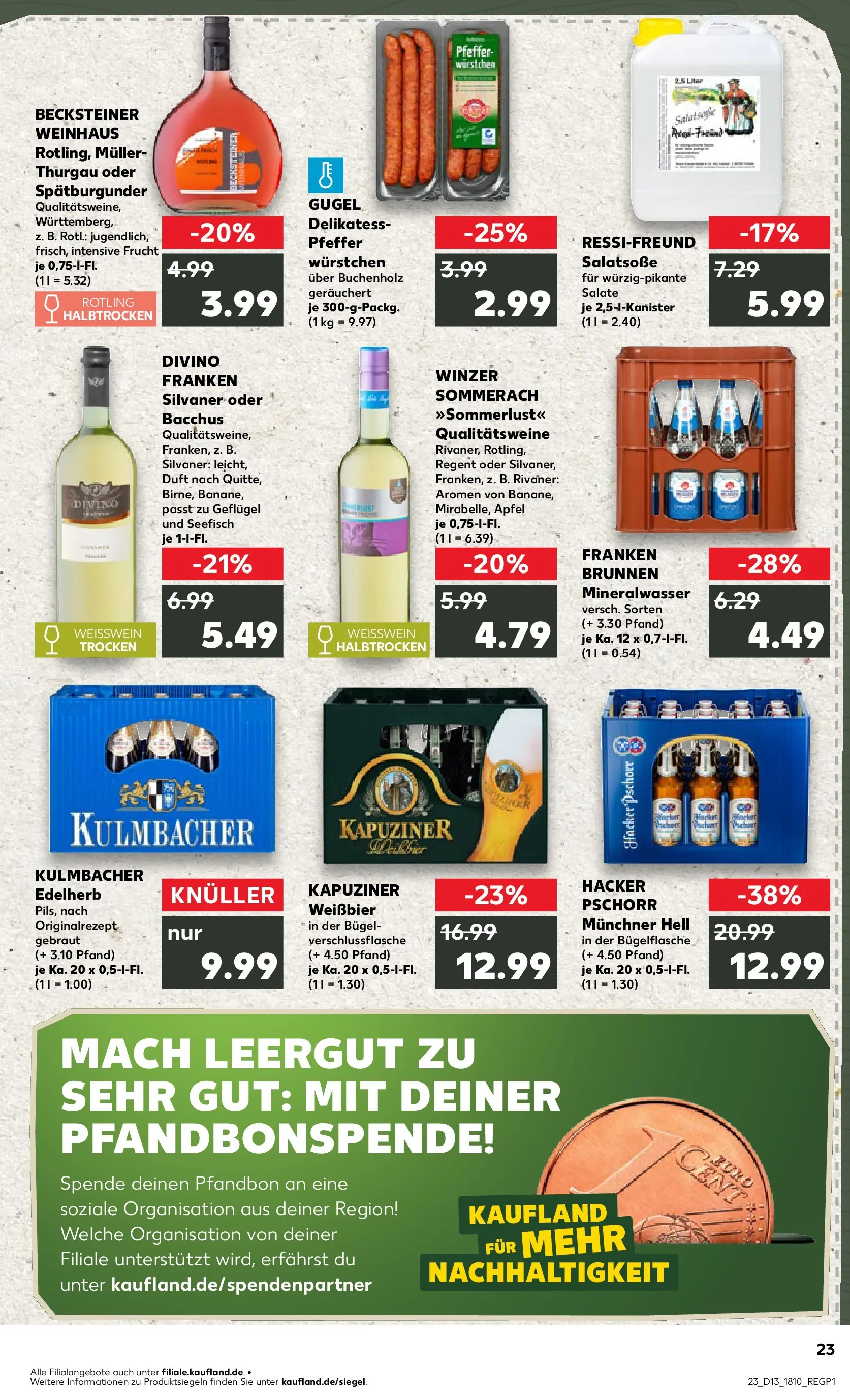 Prospekt Kaufland ab 25.03.2026 » Angebote Online zum Blättern | Seite: 23 | Produkte: Weißwein, Duft, Mineralwasser, Pfeffer